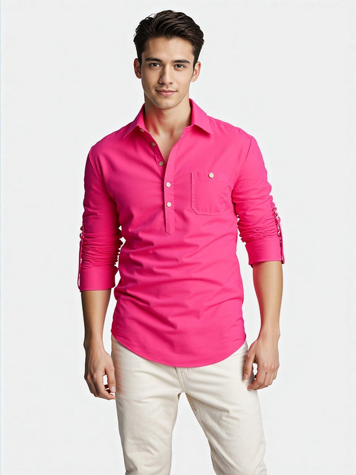 woifas edins trend Solid Cotton Blend Straight Kurta for Men-picture-15