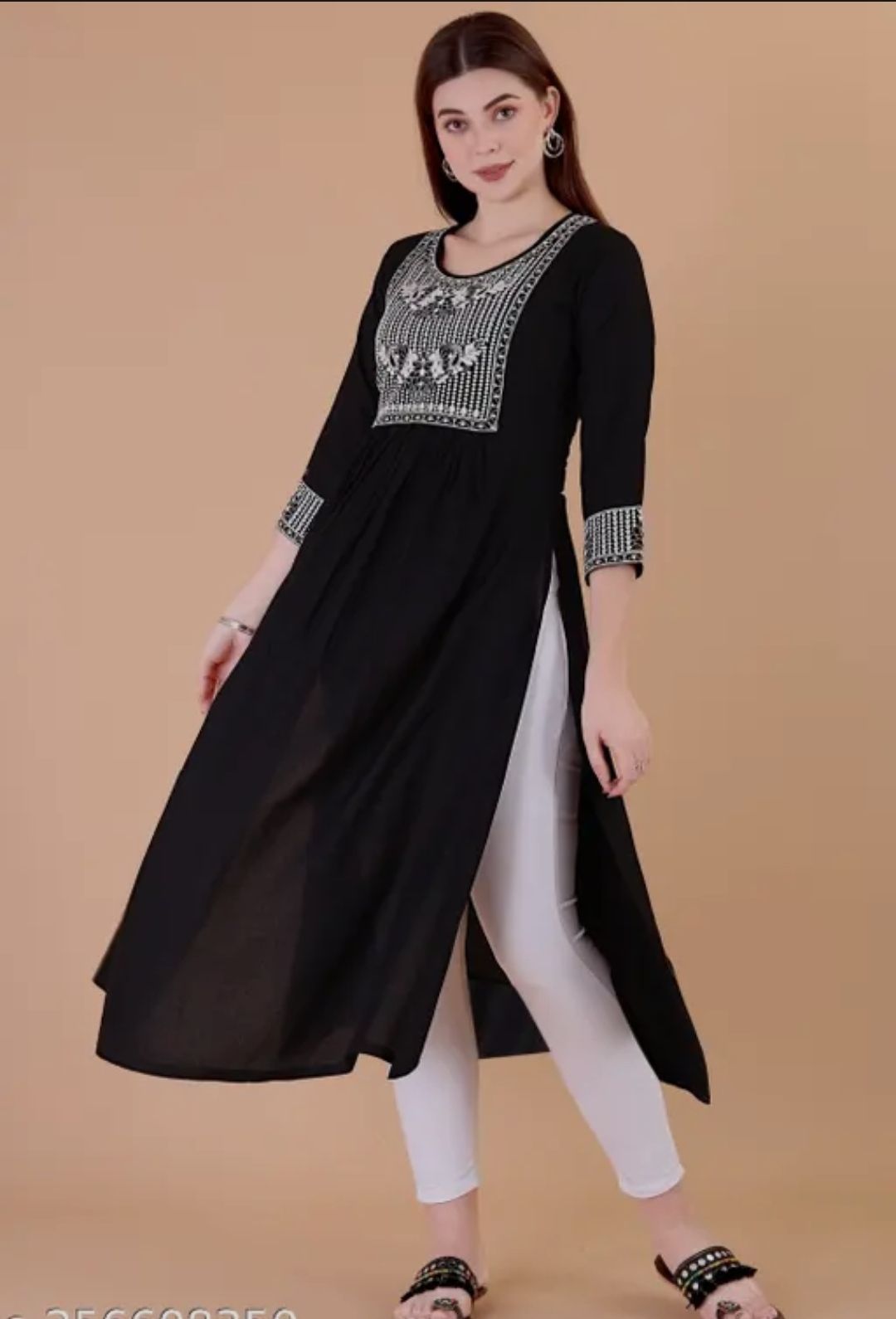 Embroidered Rayon Slub Anarkali Kurta for Women-image-40
