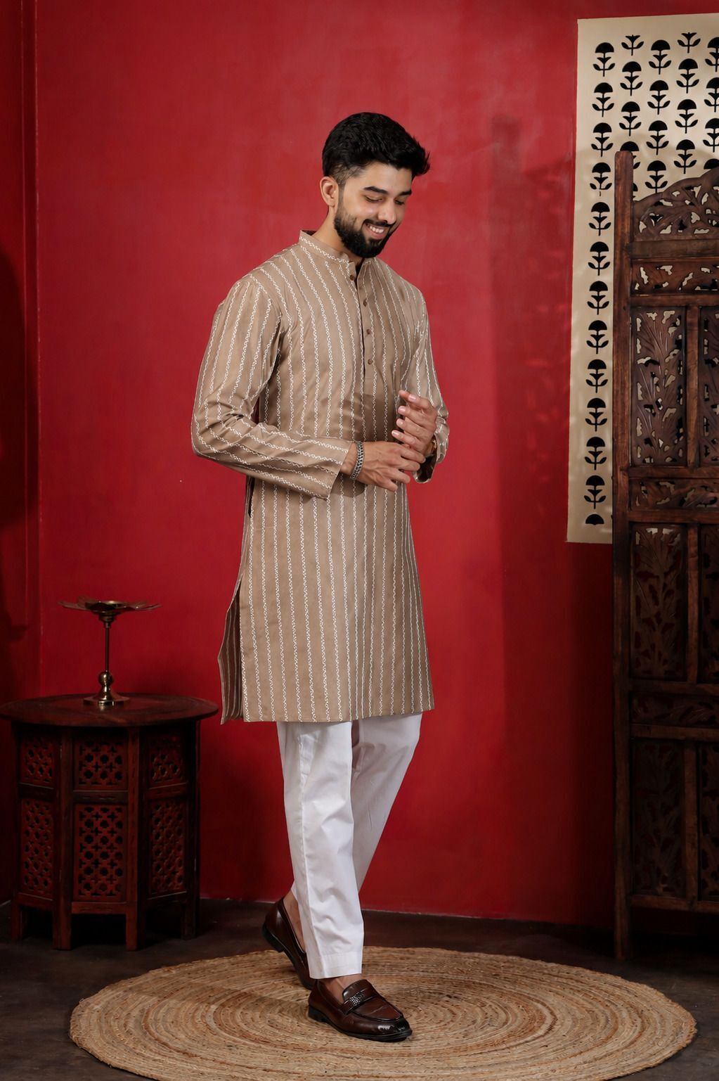 svatantra Striped Cotton Blend Straight Kurta for Men-picture-47