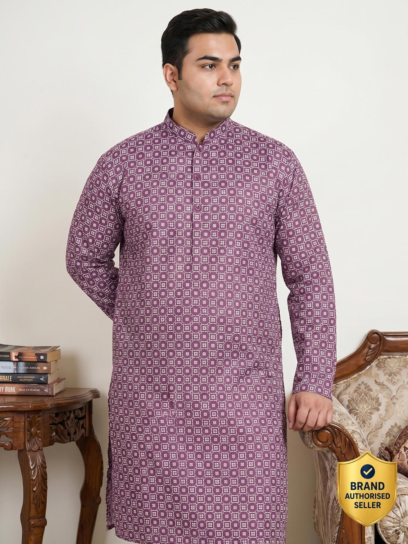 jompers Printed Cotton Blend Straight Kurta for Men-picture-14