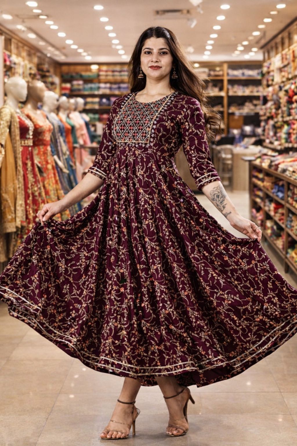 Printed Pure Cotton Anarkali Kurta for Women-image-37