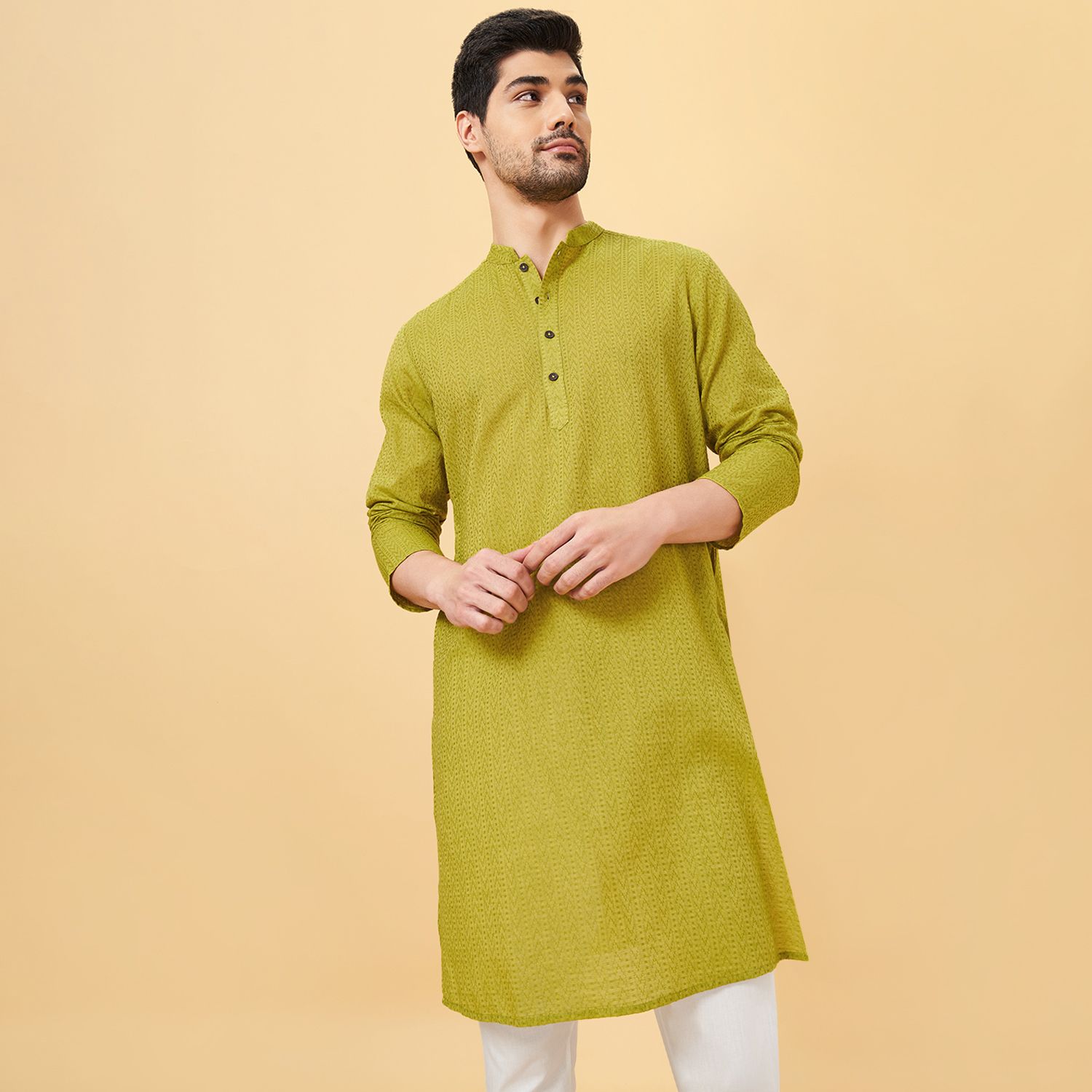 indus route by pantaloons Men Solid Viscose Rayon Straight Kurta-picture-11