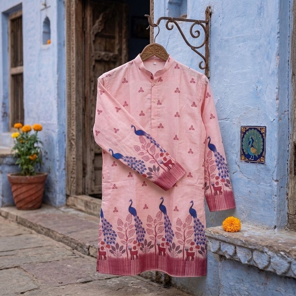 stylevaultt Printed Cotton Blend Straight Kurta for Men-picture-32