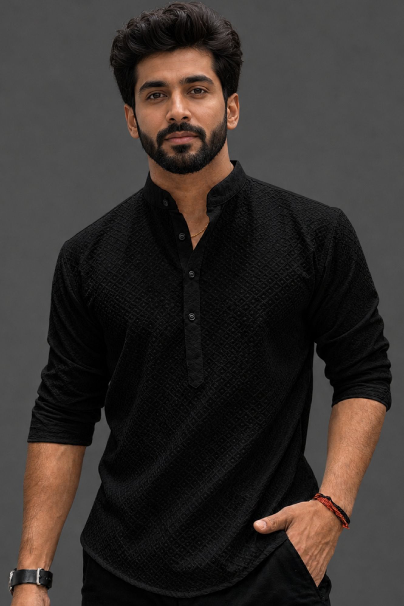 shoolin Solid Cotton Blend Straight Kurta for Men-picture-22
