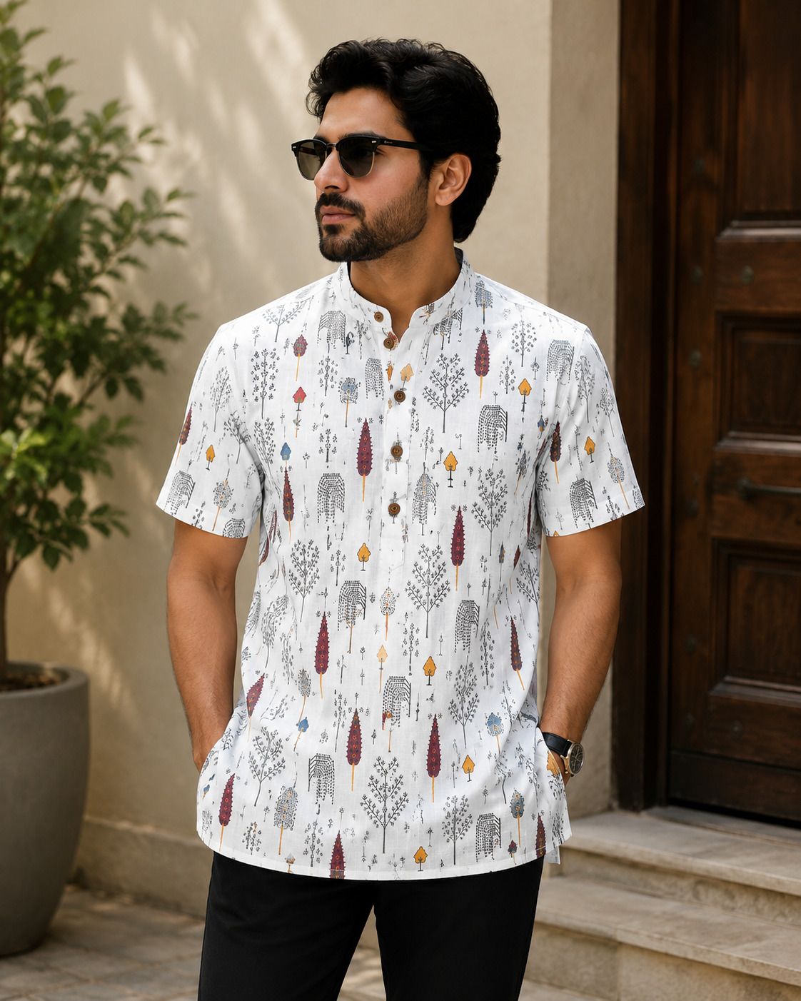 aayush enterprises Printed Cotton Blend Straight Kurta for Men-picture-45