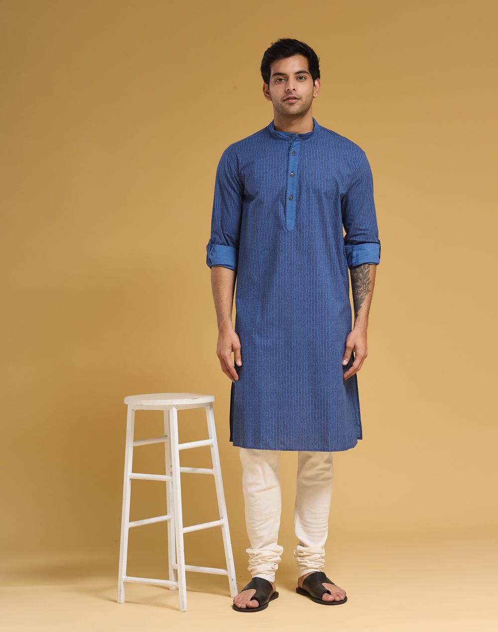 fabindia Striped Pure Cotton Straight Kurta for Men-picture-10