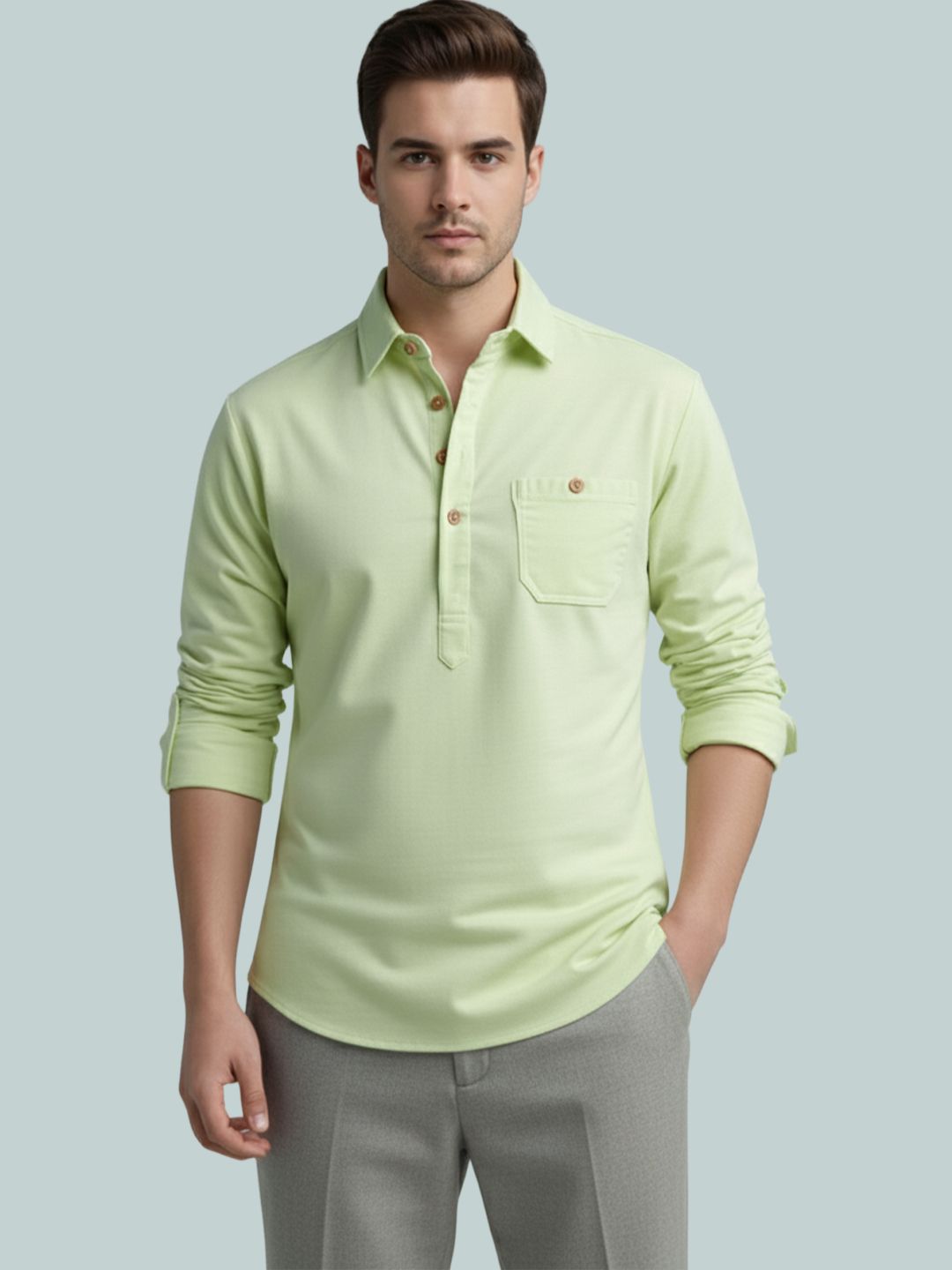 edinswoifs trend Solid Cotton Blend Straight Kurta for Men-picture-12