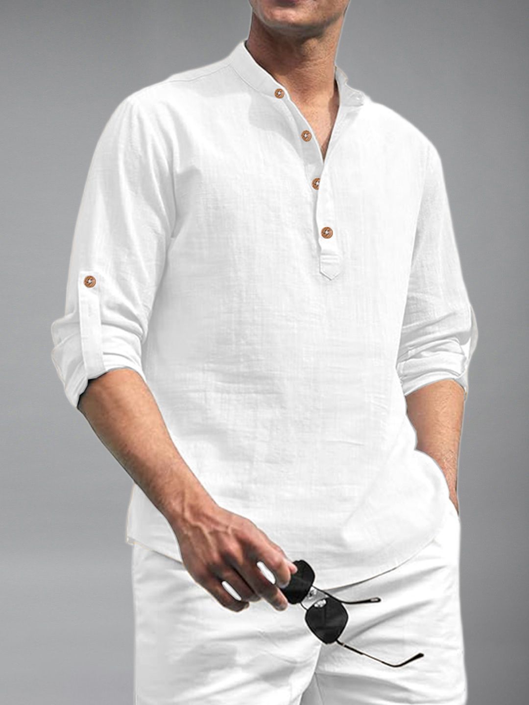 unifav Solid Cotton Blend A-line Kurta for Men-picture-16