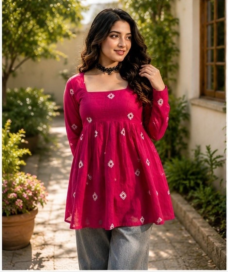 Casual Regular Sleeves Printed Women Pink Top-image-2