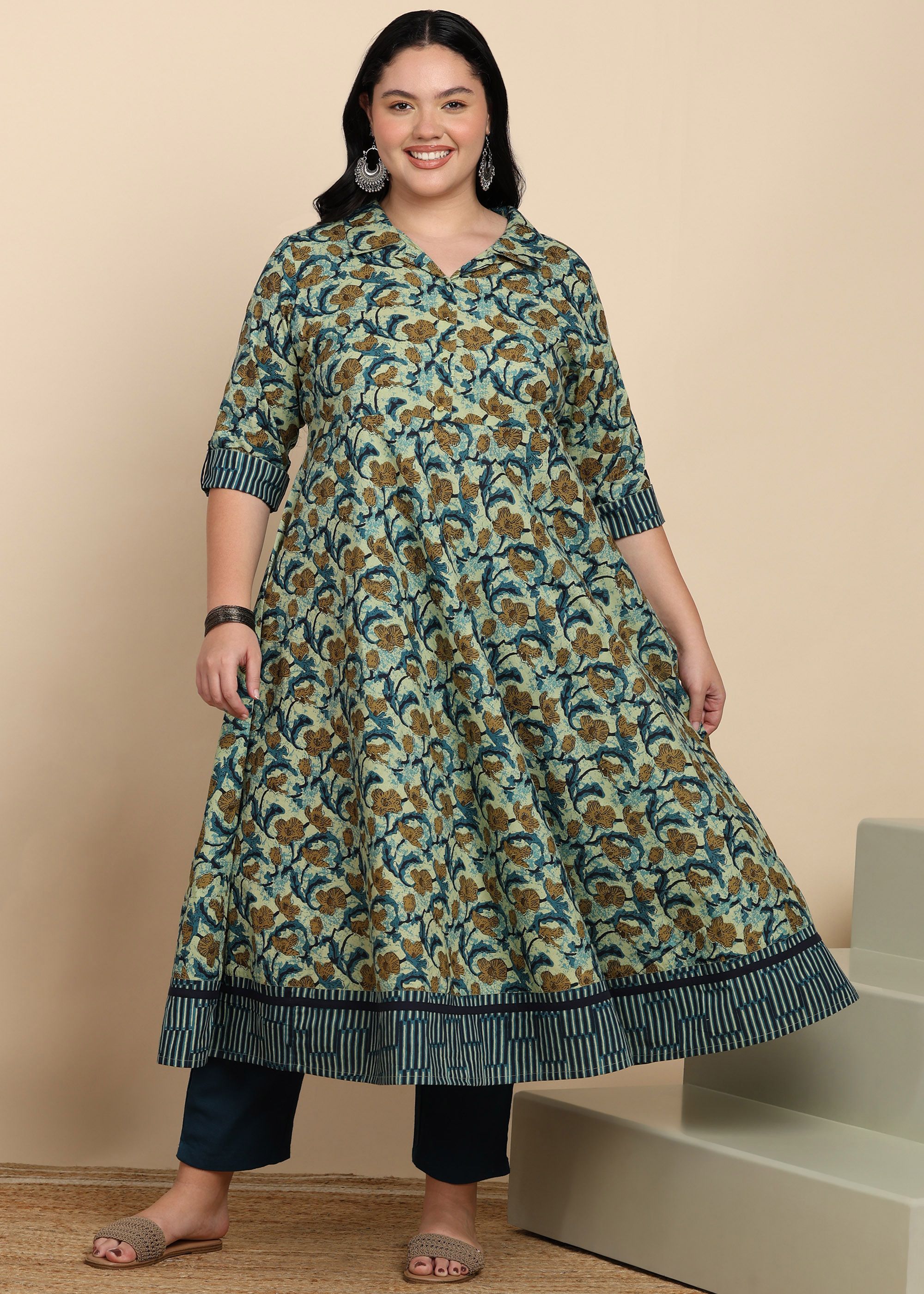 ikrass Printed Pure Cotton Stitched Anarkali Gown-picture-0