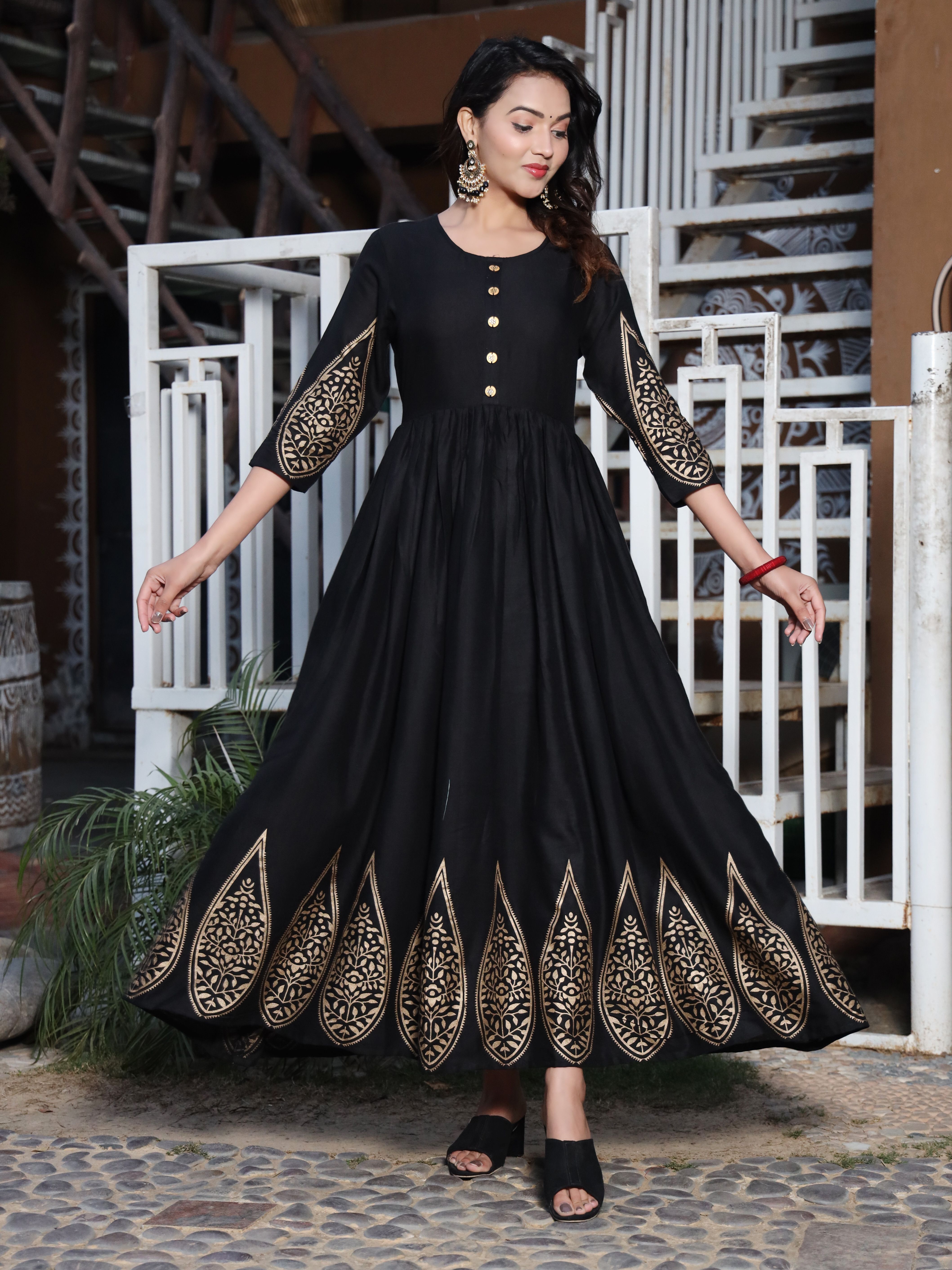 aashley Women Printed Viscose Rayon Flared Kurta-picture-18