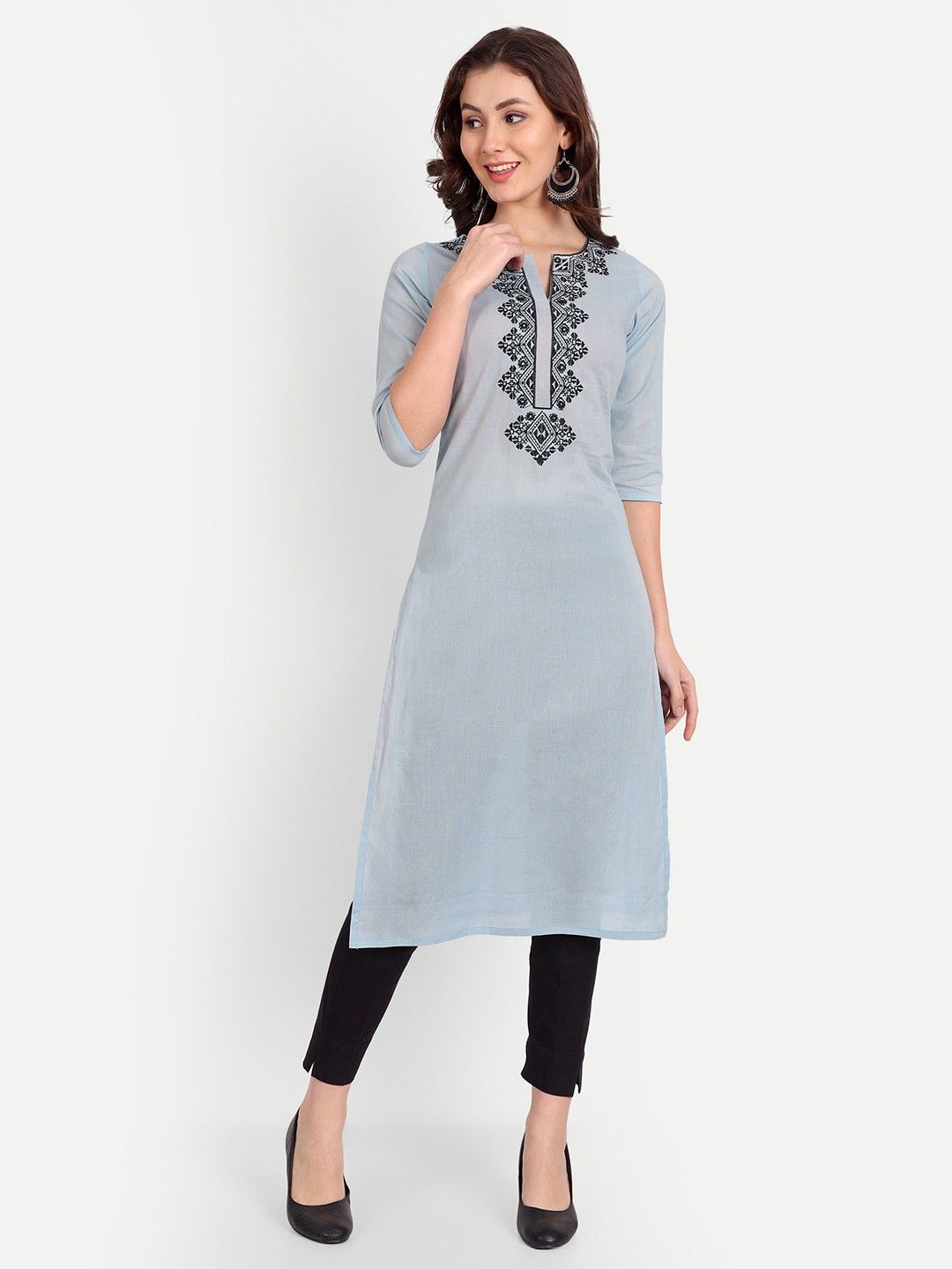 houseofcommon Women Embroidered Pure Cotton A-line Kurta-picture-37