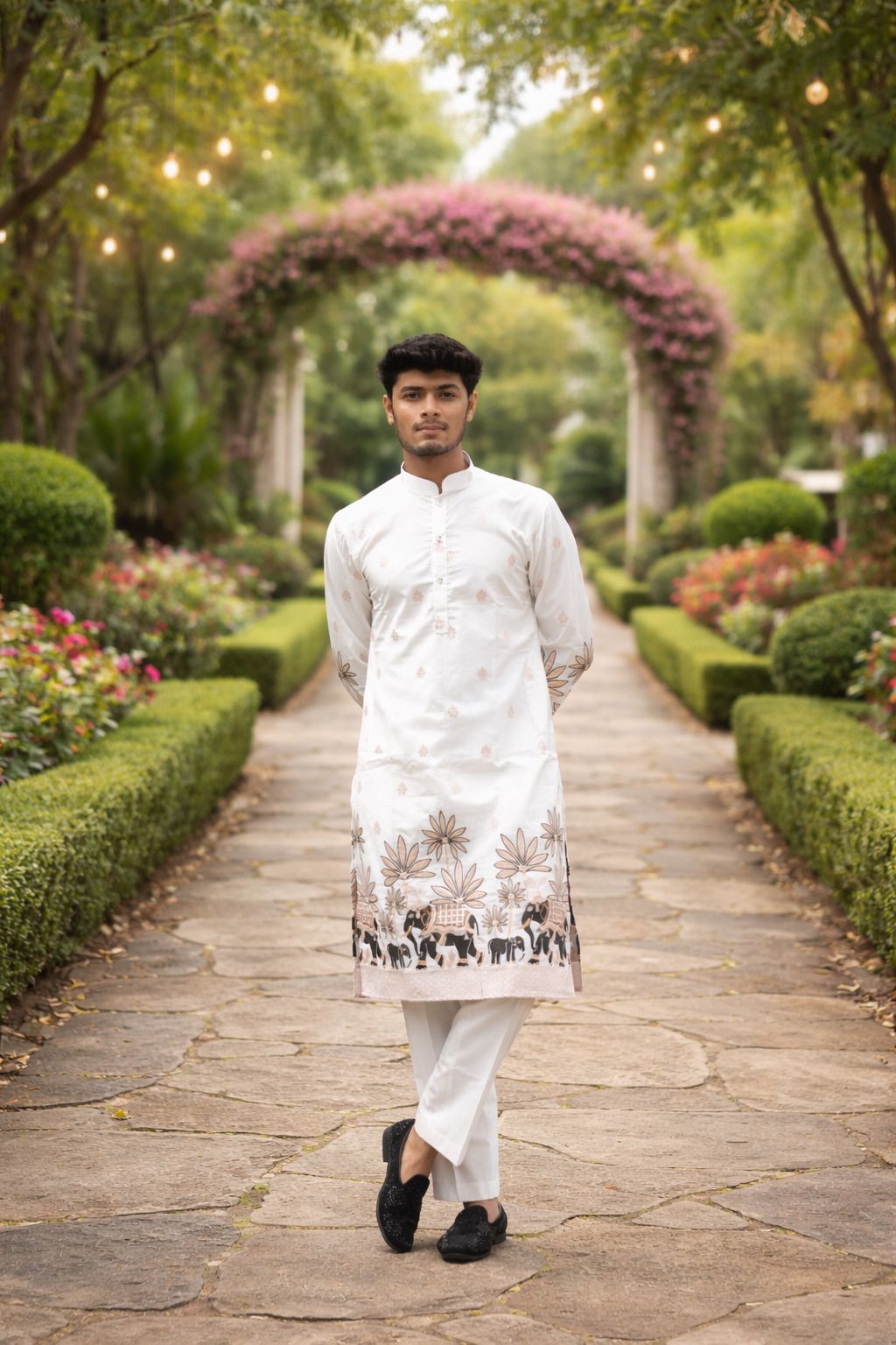 Men Woven Design Cotton Blend Straight Kurta-image-8