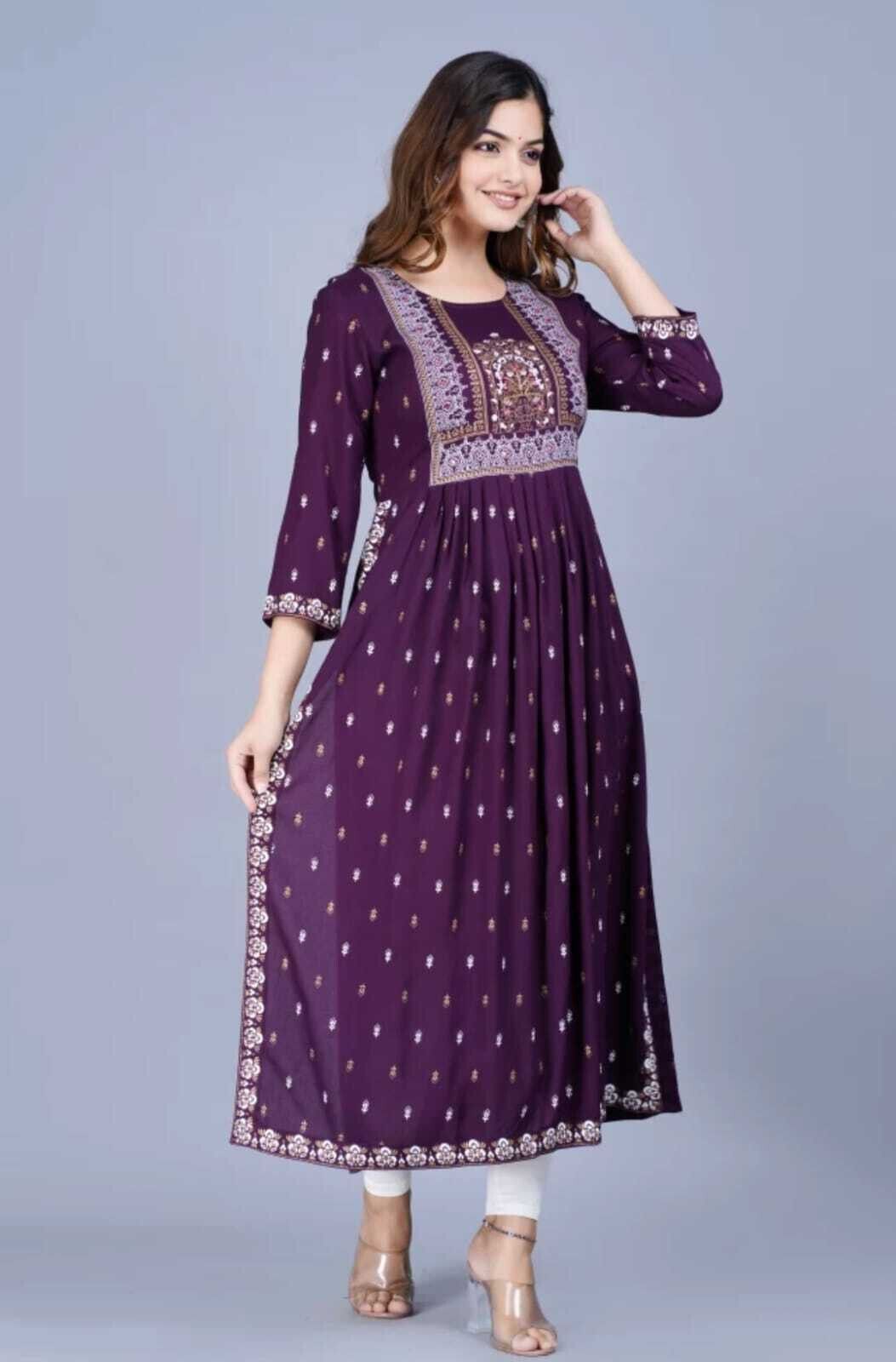 Women Printed Viscose Rayon A-line Kurta-image-17