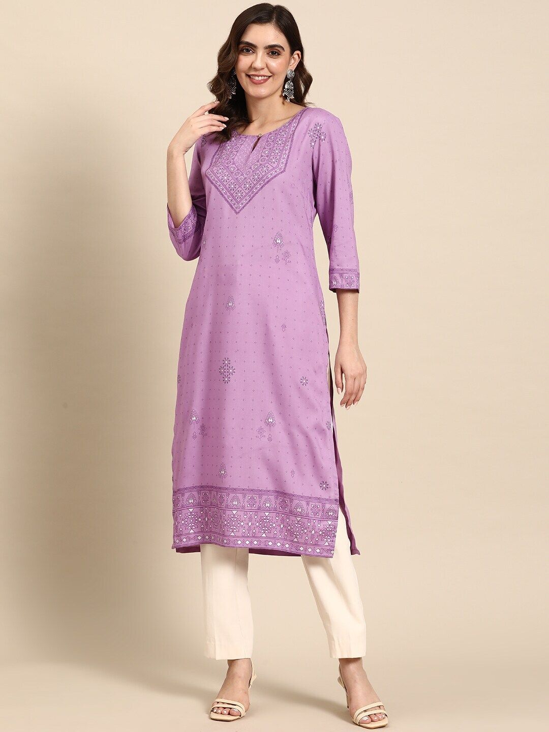 Printed Viscose Rayon Straight Kurta for Women-image-46