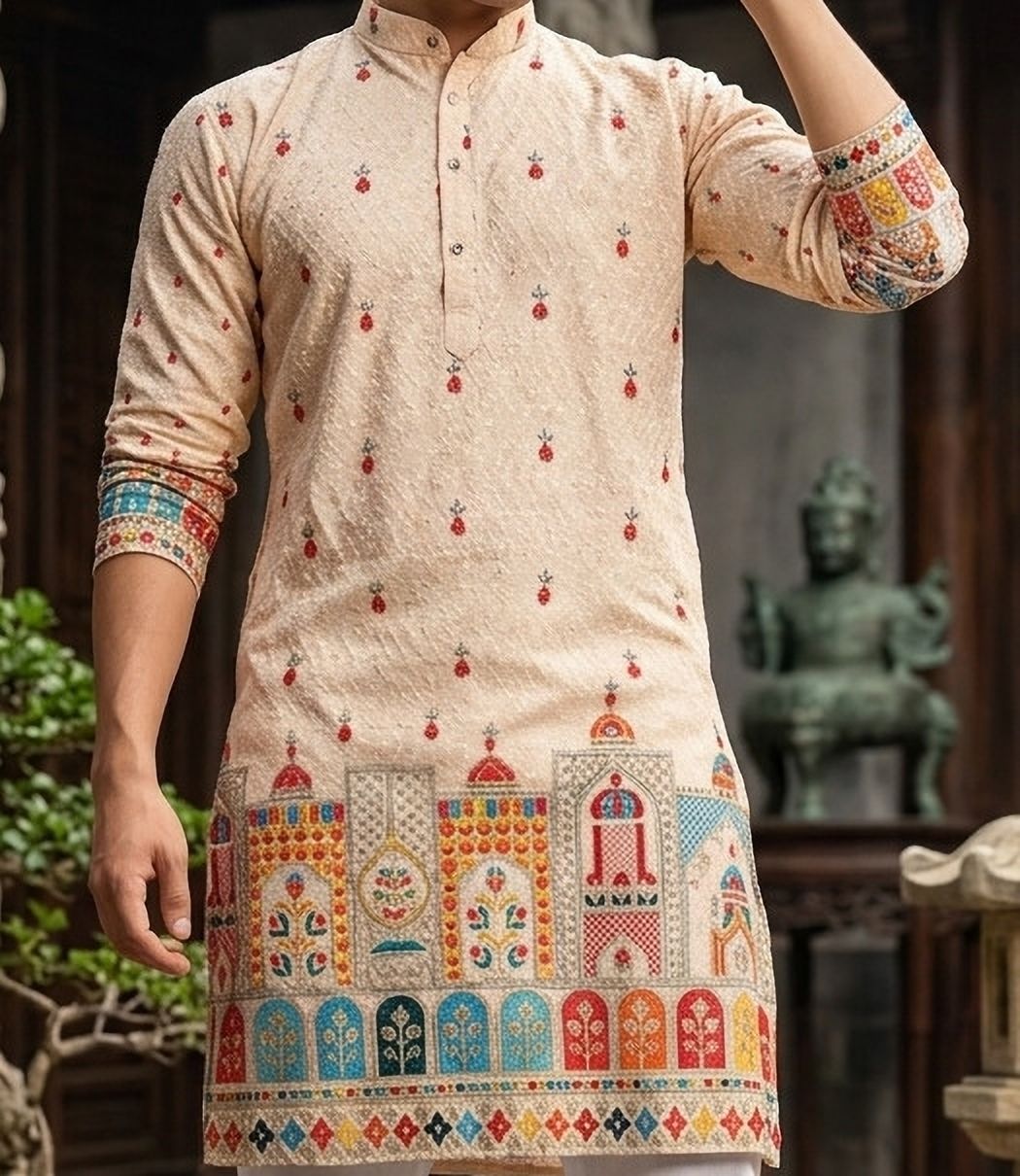 mentific Men Printed Pure Cotton Straight Kurta-picture-16