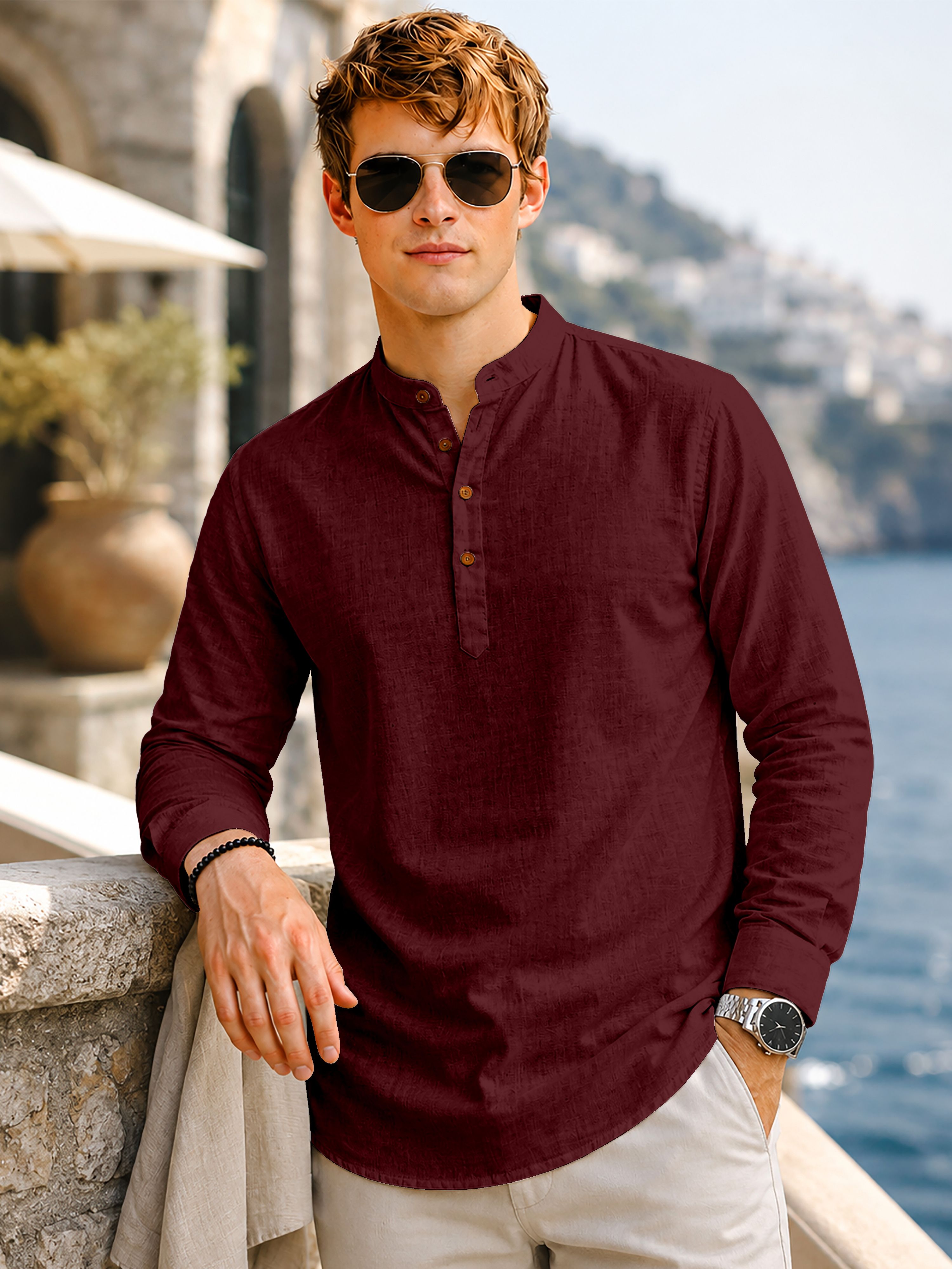 Solid Cotton Blend Straight Kurta for Men-image-19