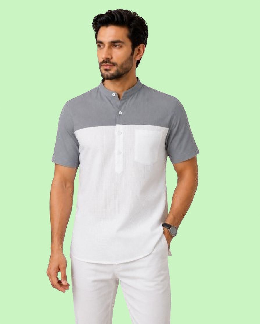 gainell Solid Cotton Blend Straight Kurta for Men-picture-5