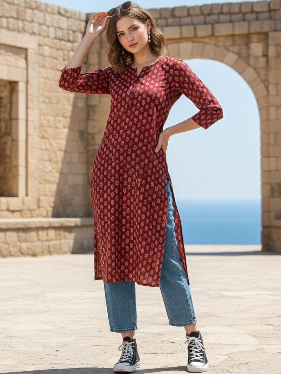 Printed Viscose Rayon Straight Kurta for Women-image-49