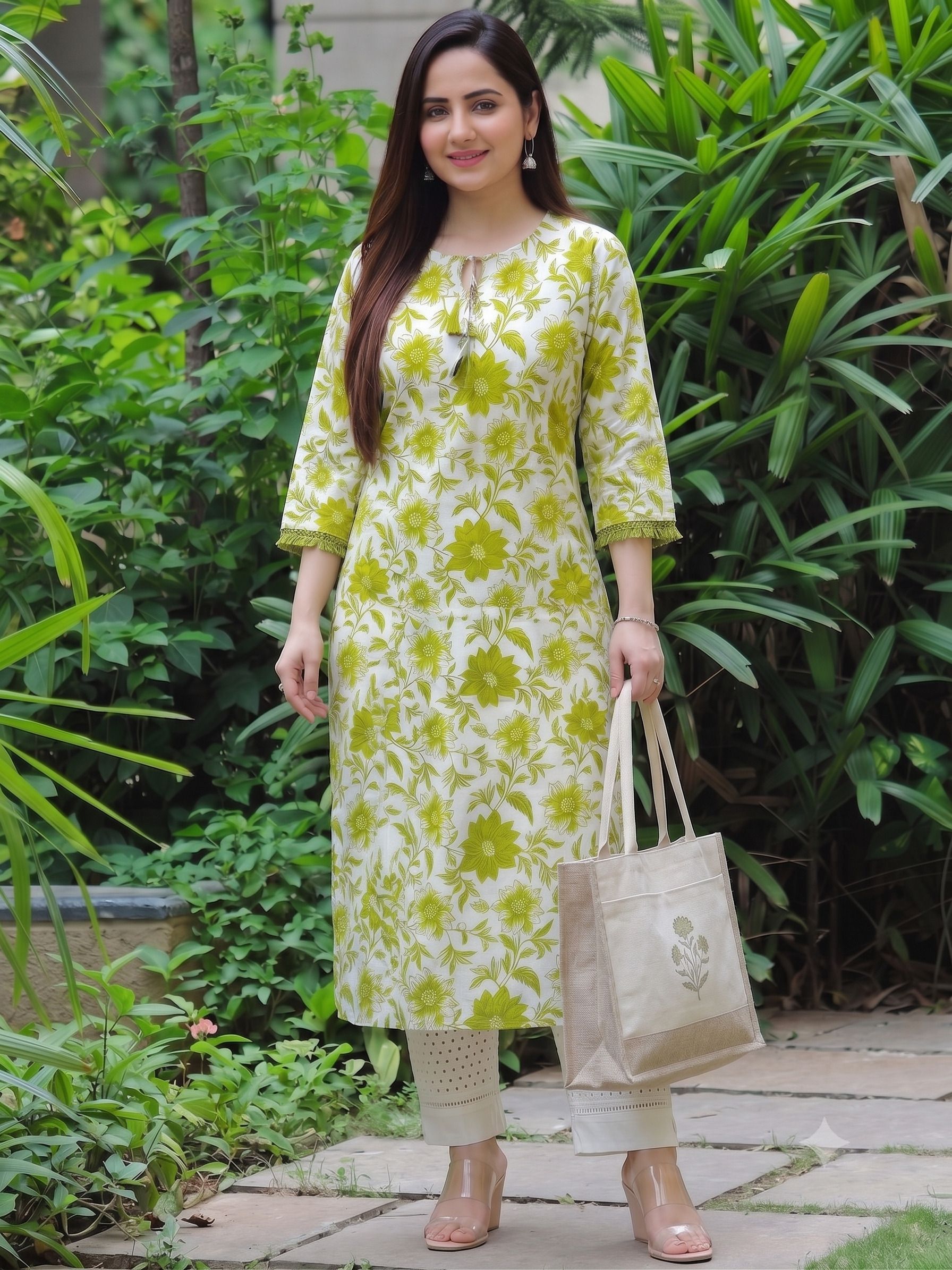 sa rasa Floral Print Viscose Rayon Straight Kurta for Women-picture-4