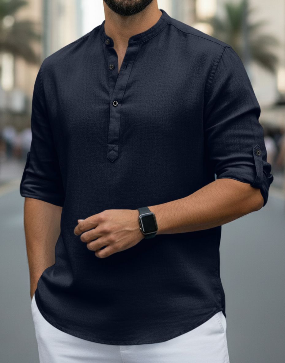 zartha Solid Cotton Blend Straight Kurta for Men-picture-19