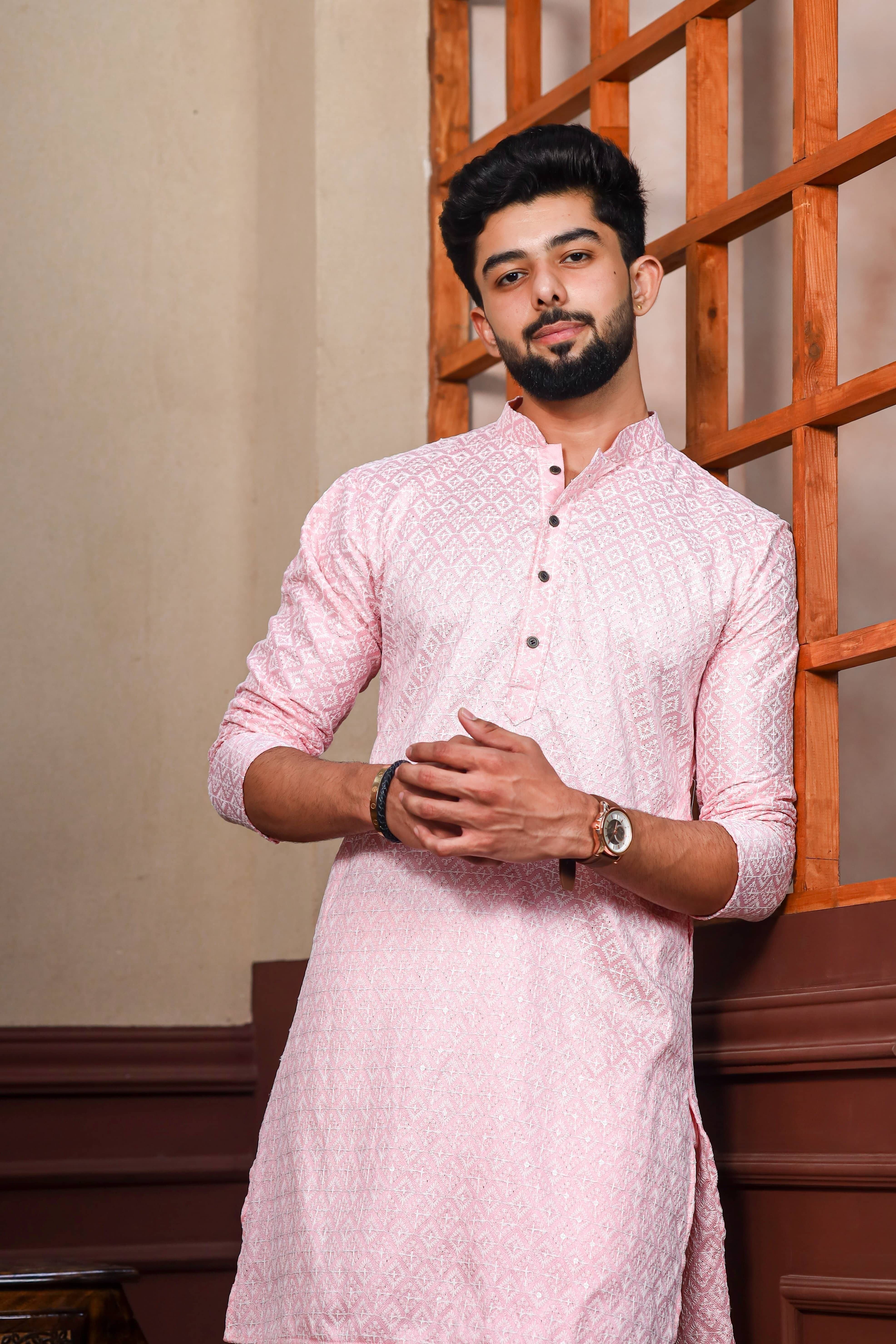 Men Embroidered Khadi Silk Straight Kurta-image-48
