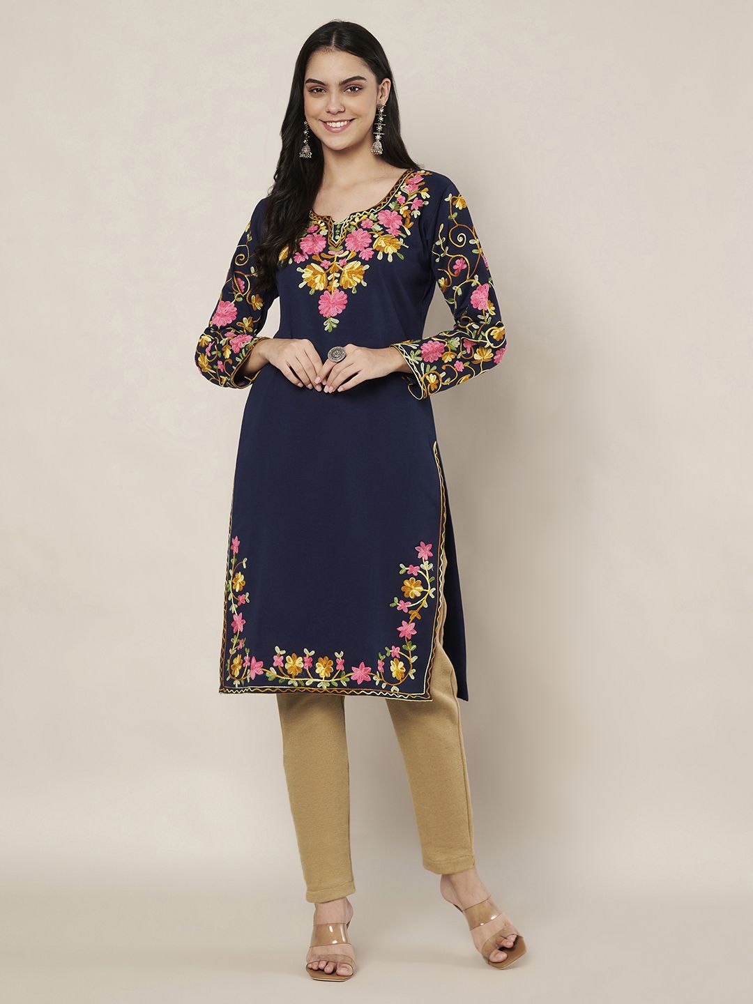 trend level Women Embroidered Wool Straight Kurta-picture-14