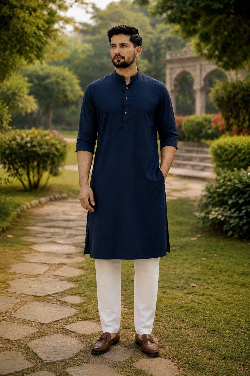 ladsloom Solid Pure Cotton Straight Kurta for Men-picture-15