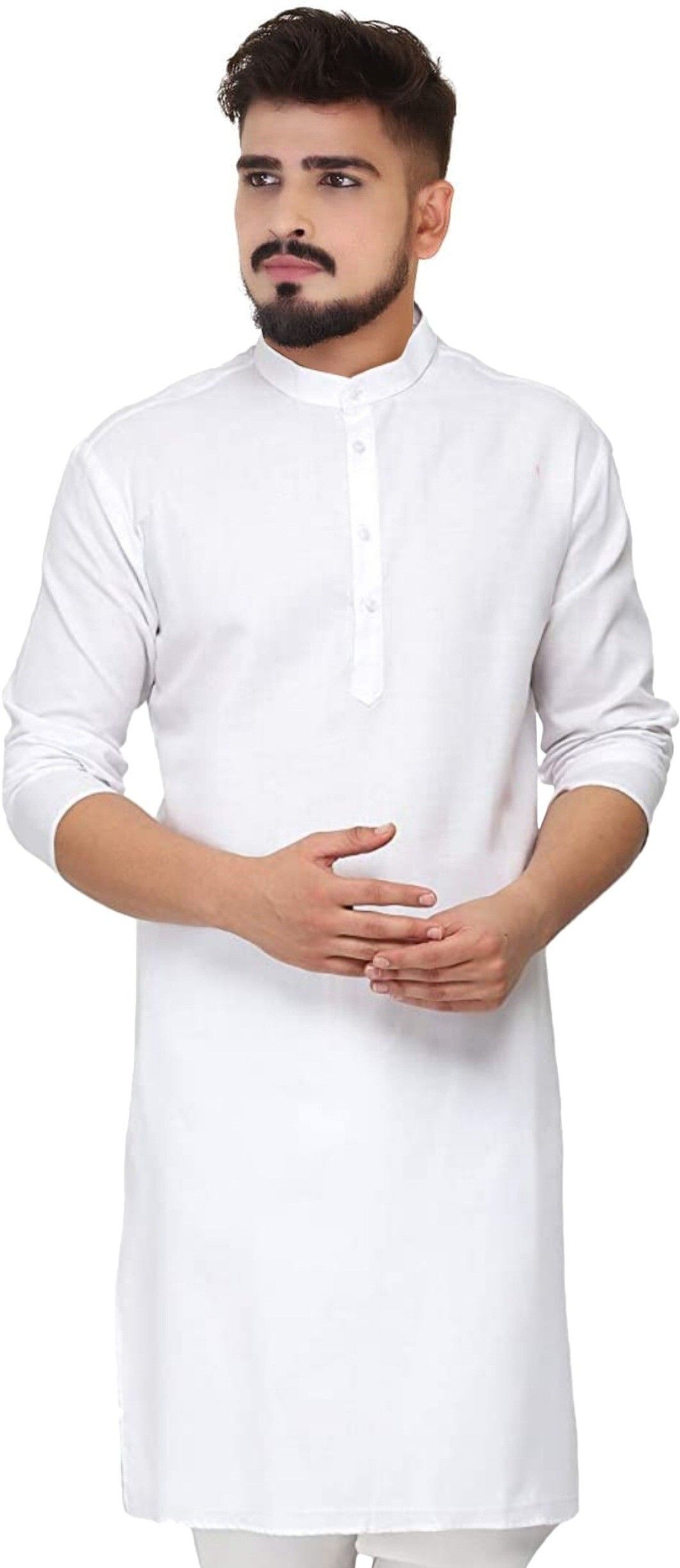 houseofcommon Solid Cotton Blend Straight Kurta for Men-picture-12