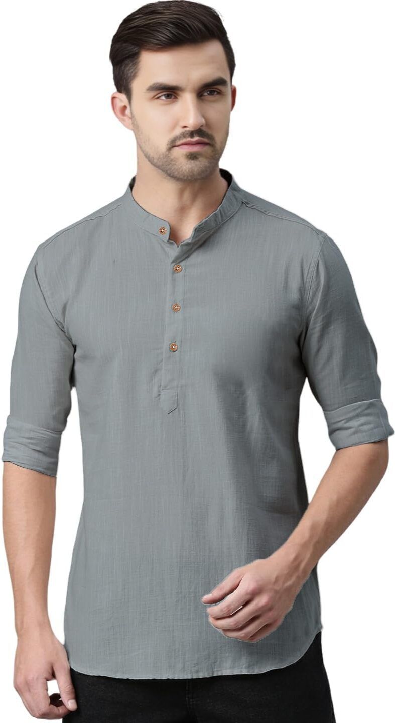 amritenterprise Solid Pure Cotton Straight Kurta for Men-picture-40