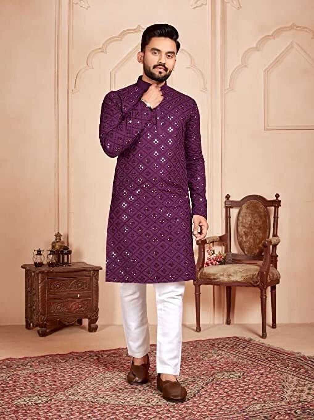 dm fashion club Men Printed Cotton Blend A-line Kurta-picture-15