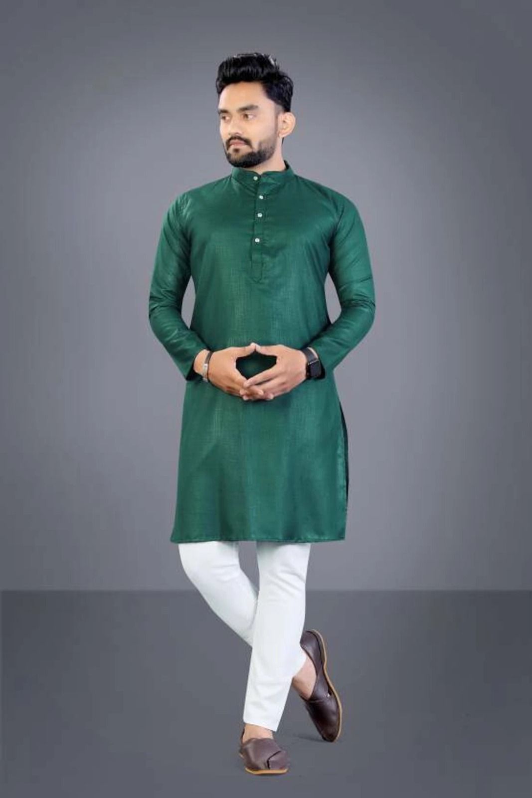 thakkarcreation Solid Cotton Blend Straight Kurta for Men-picture-37