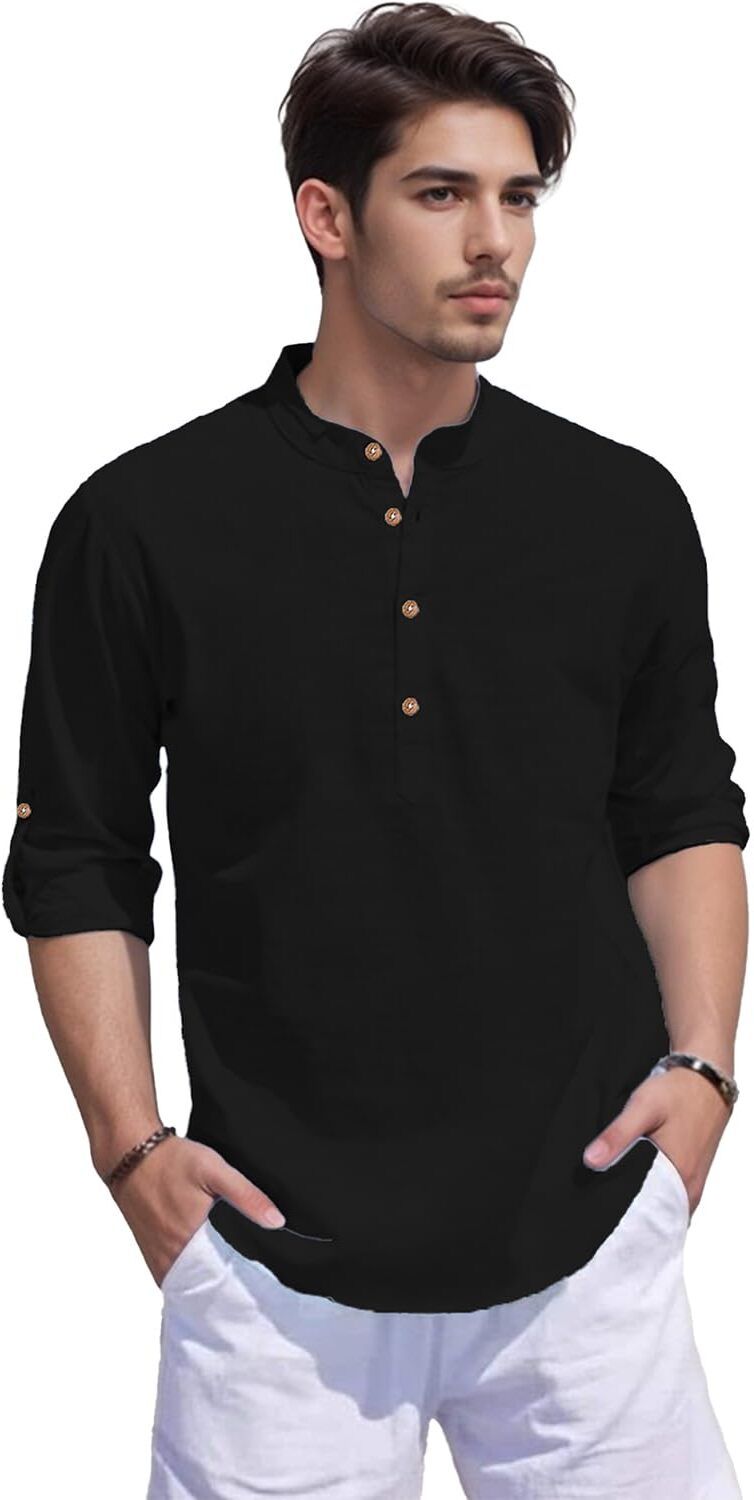 woifas edins trend Solid Cotton Blend Straight Kurta for Men-picture-25