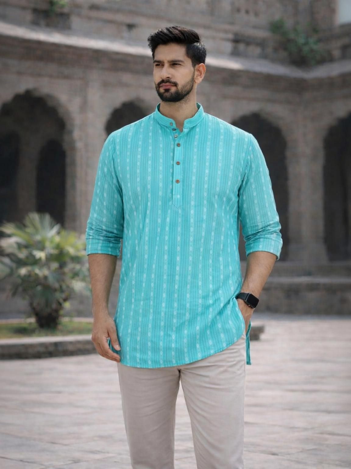 ladsloom Solid Pure Cotton Straight Kurta for Men-picture-16