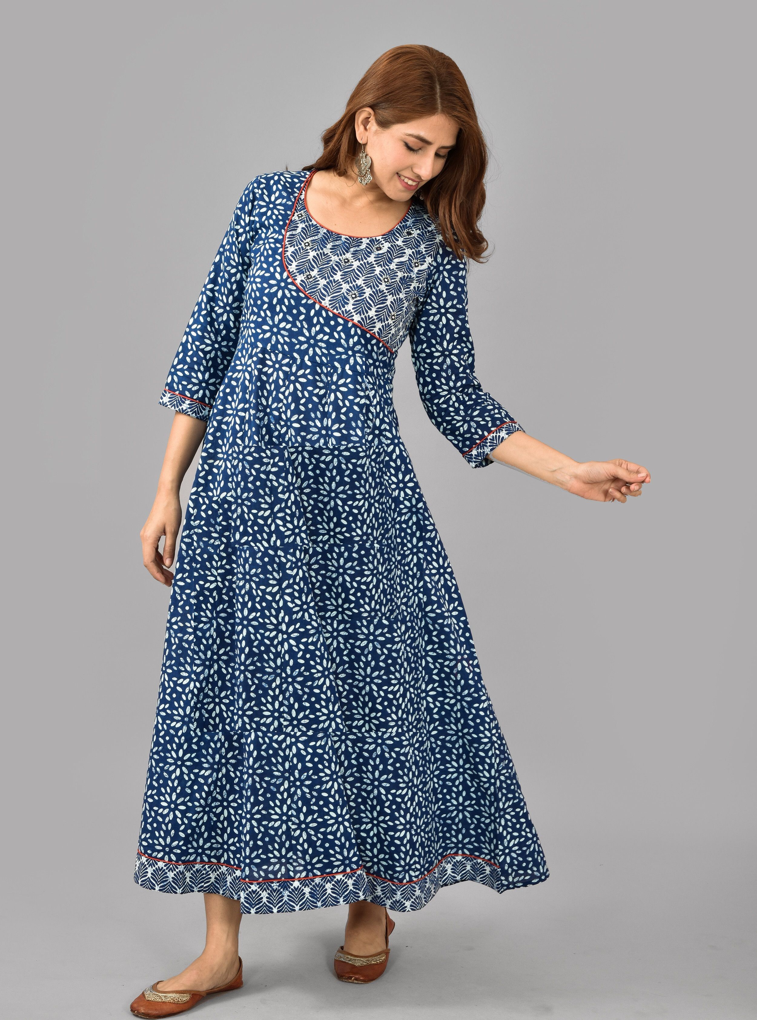 Women Embroidered Cotton Rayon Anarkali Kurta
