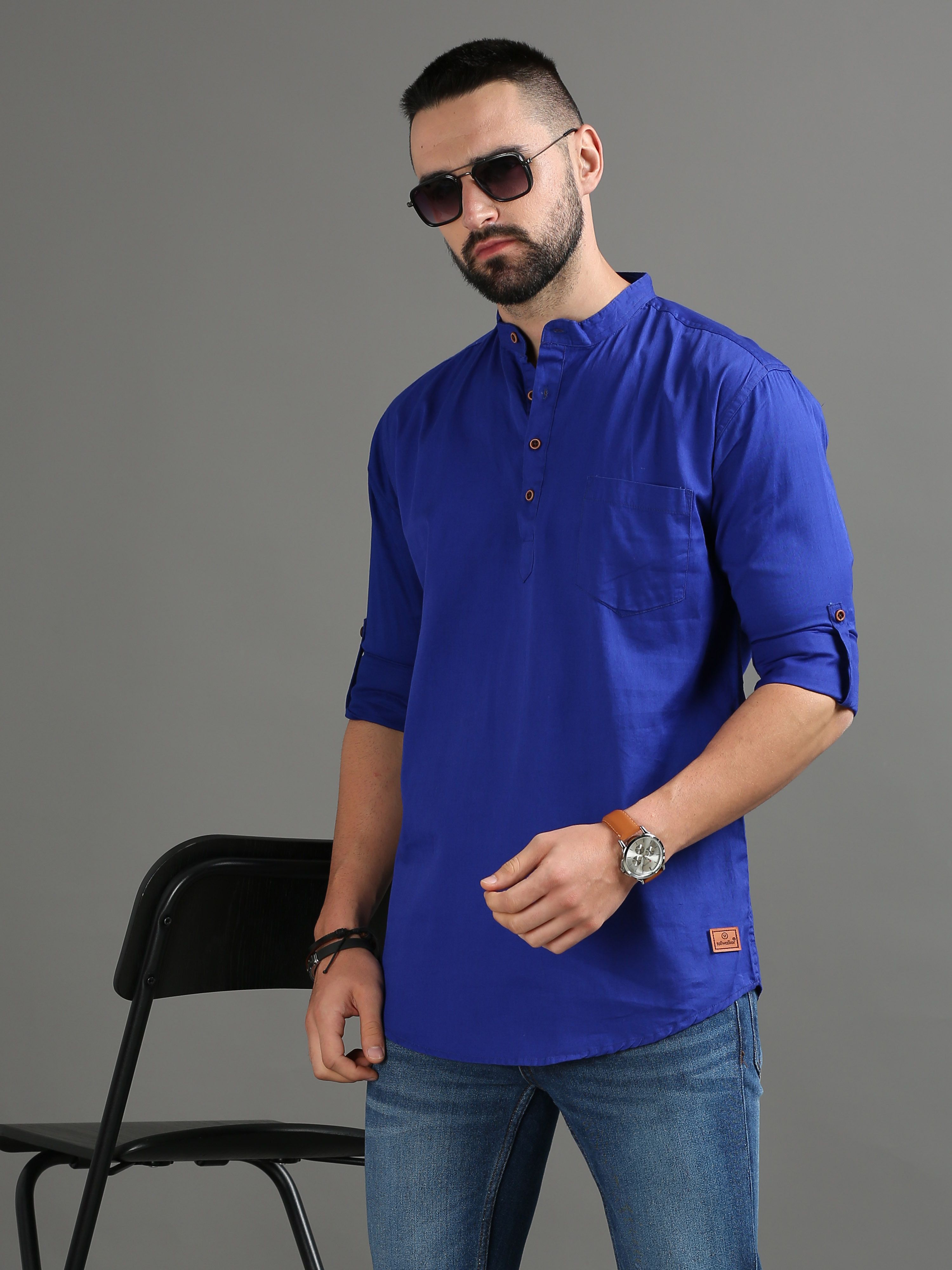 tallwalker Men Solid Pure Cotton Straight Kurta-picture-14