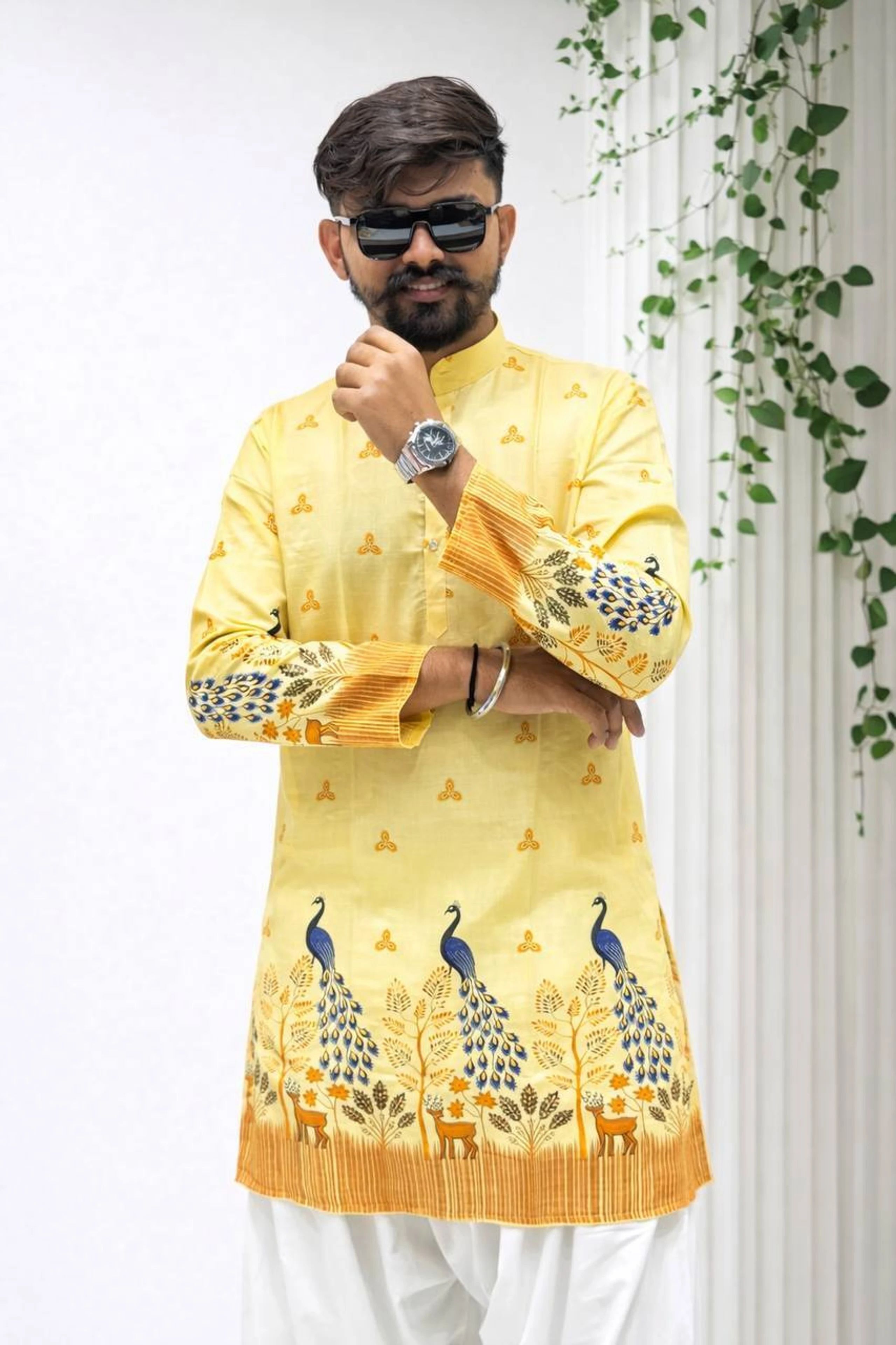 stylevaultt Printed Cotton Blend Straight Kurta for Men-picture-21