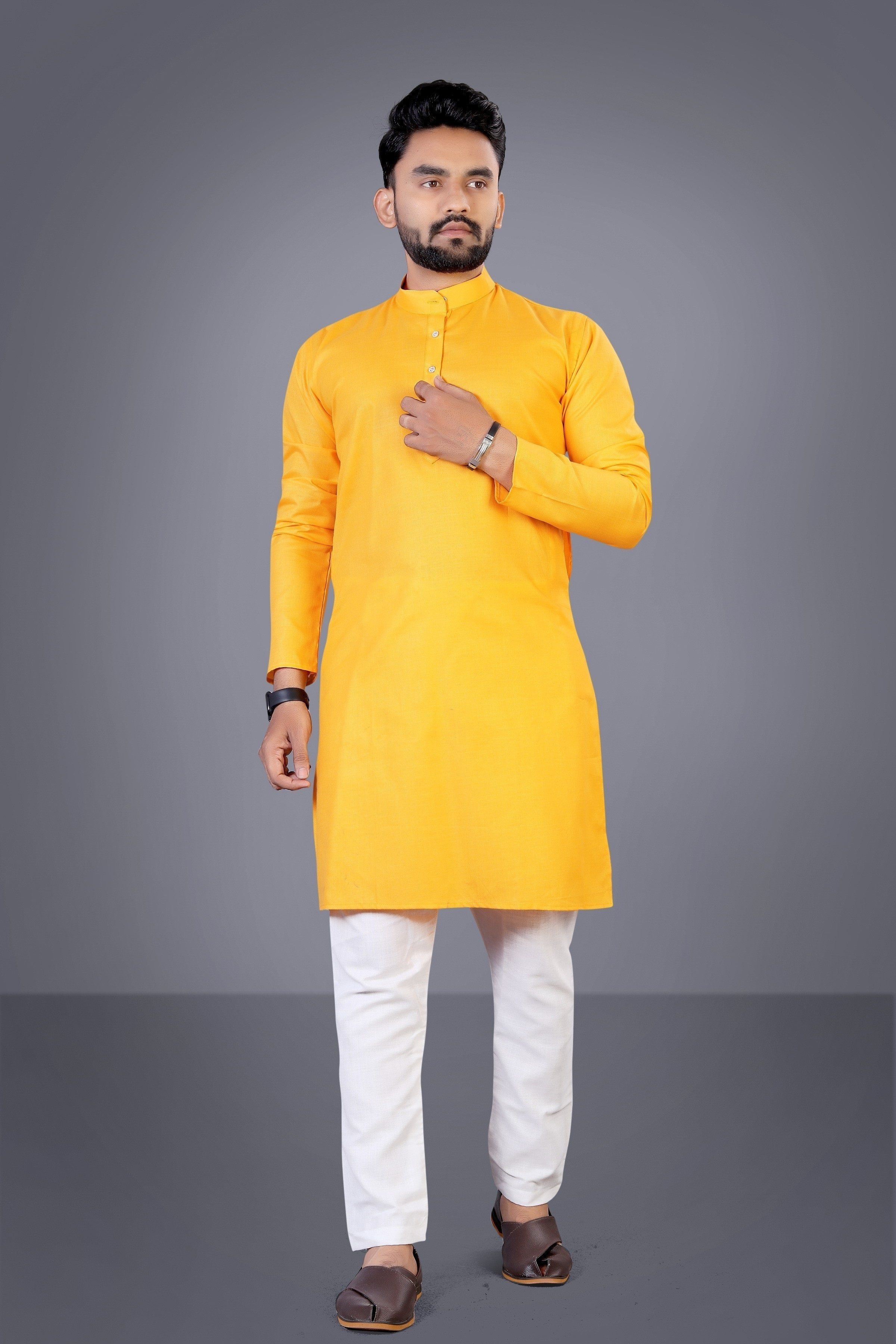 Men Solid Cotton Blend Straight Kurta-image-15