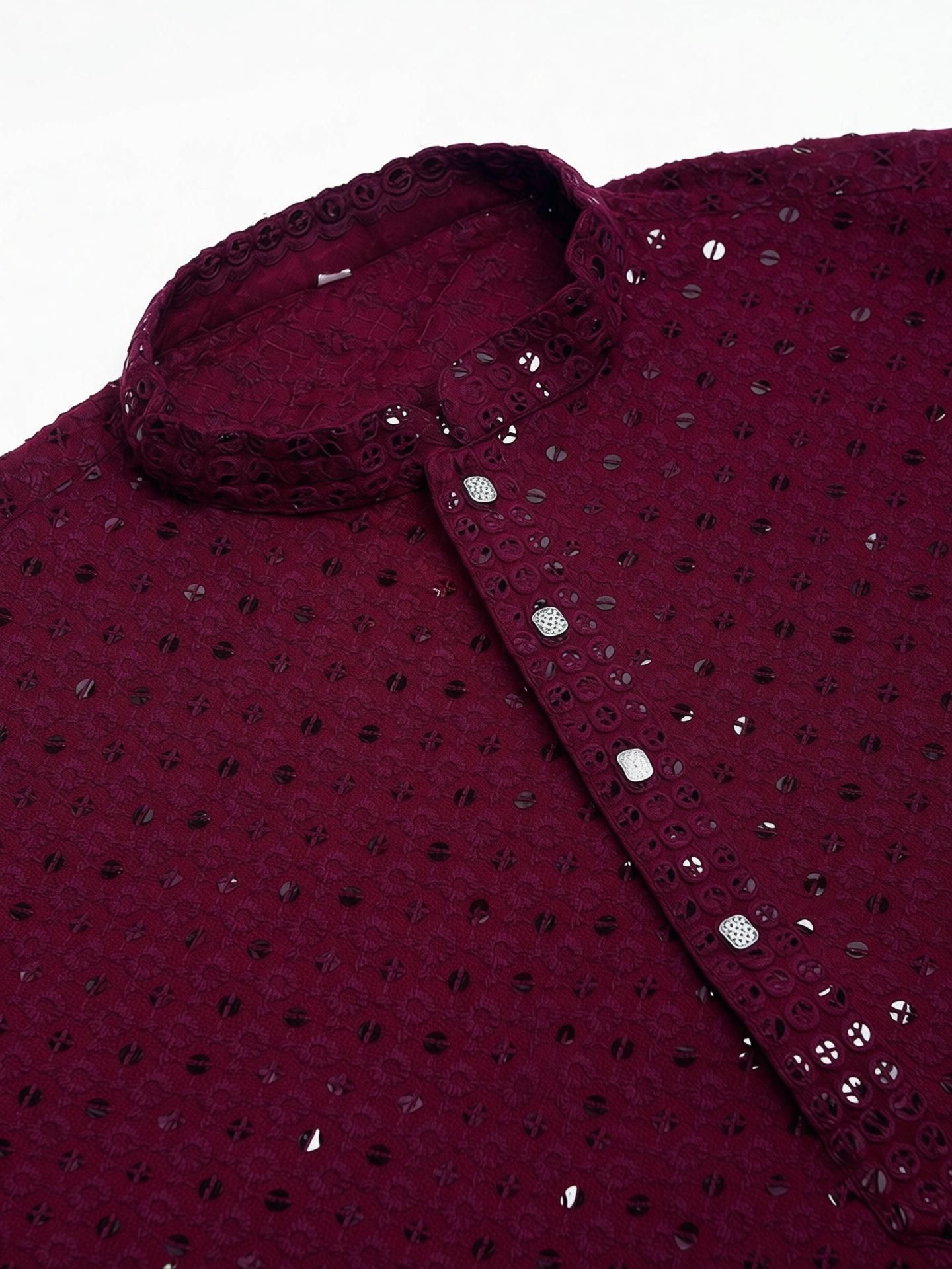 romj Chikan Embroidery Viscose Rayon Straight Kurta for Men-picture-15