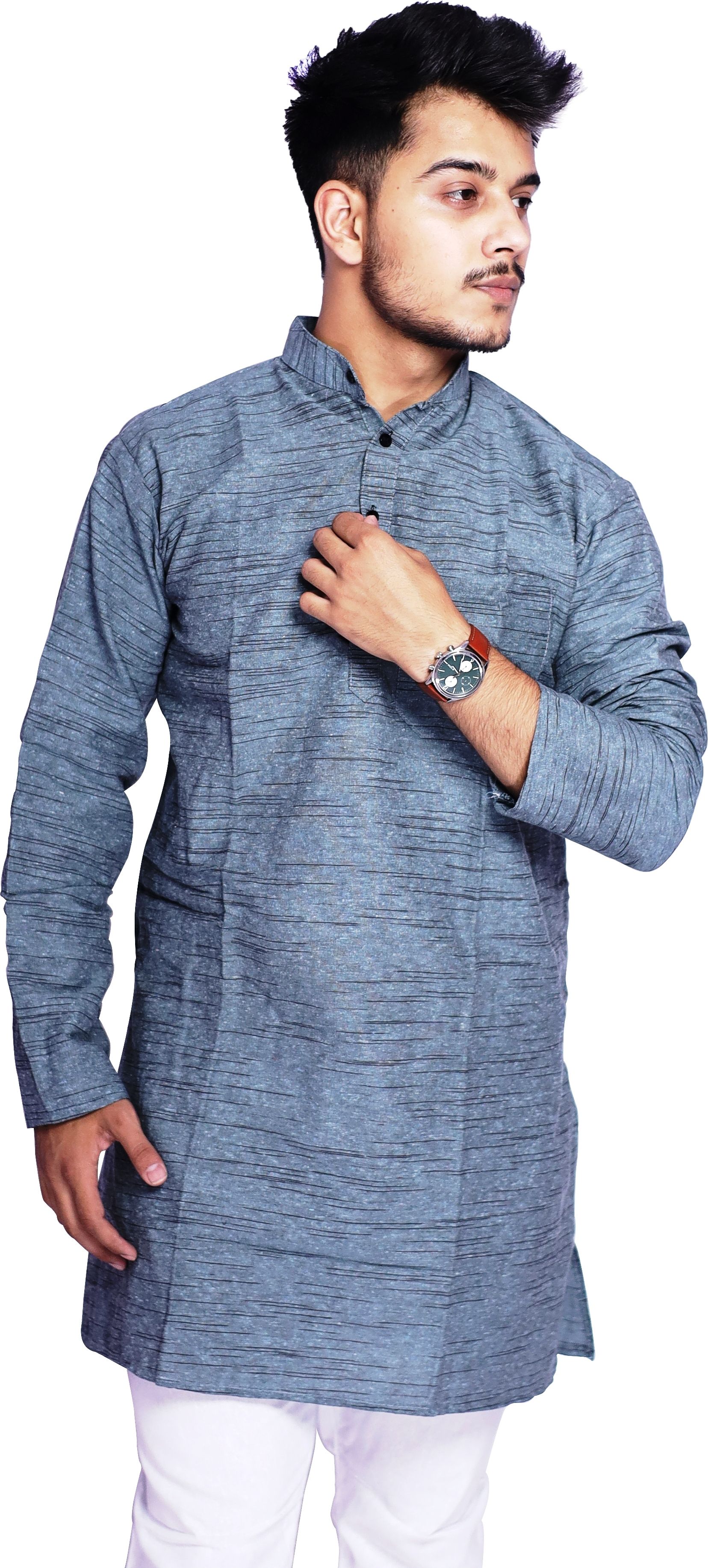 aaryavar Men Self Design Khadi Cotton Straight Kurta-picture-22