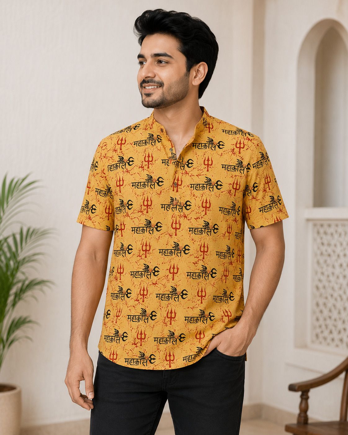 yoshiva Printed Cotton Blend Straight Kurta for Men-picture-40