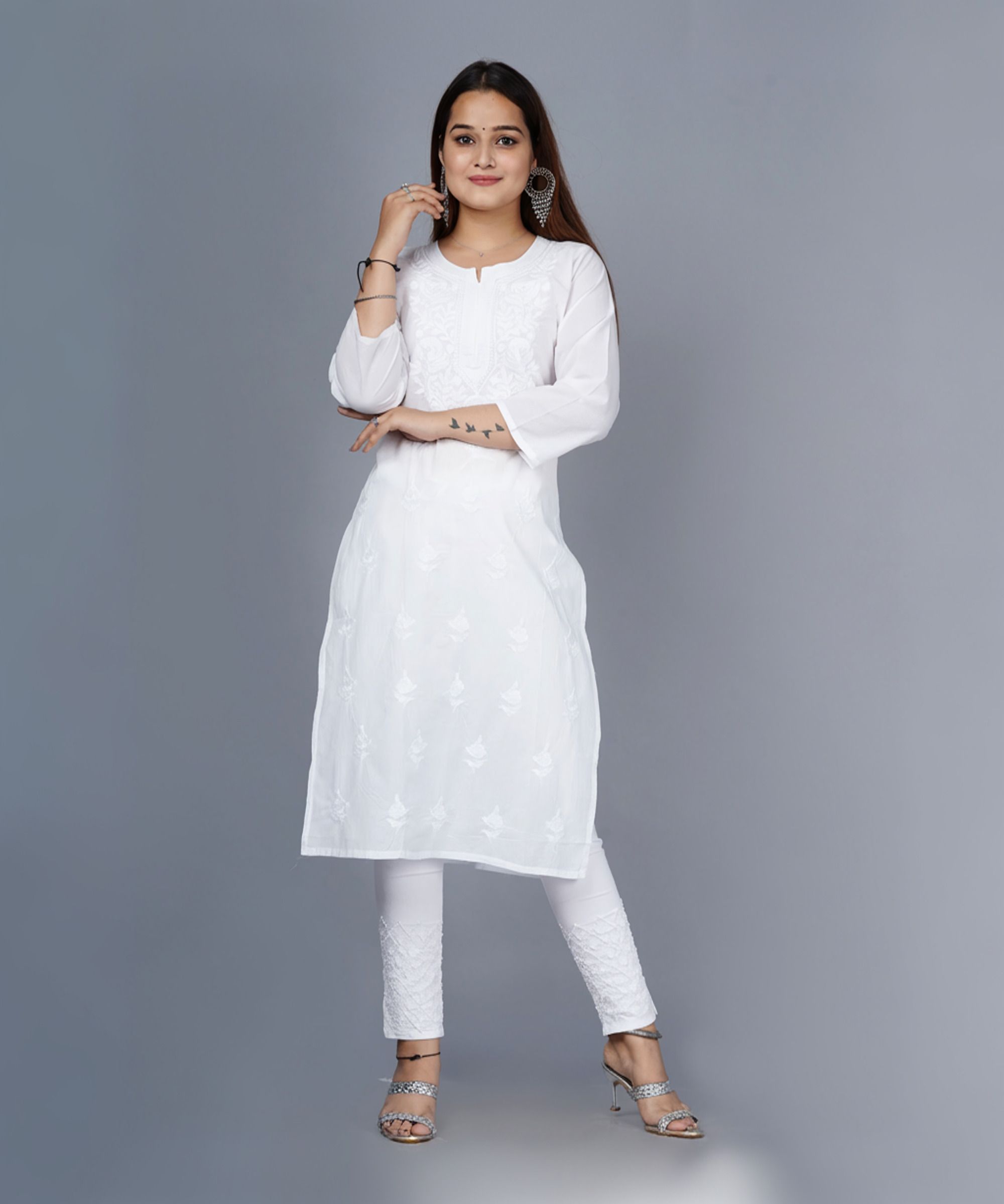 lakhnavi fabrics Women Embroidered Cotton Blend Straight Kurta-picture-13