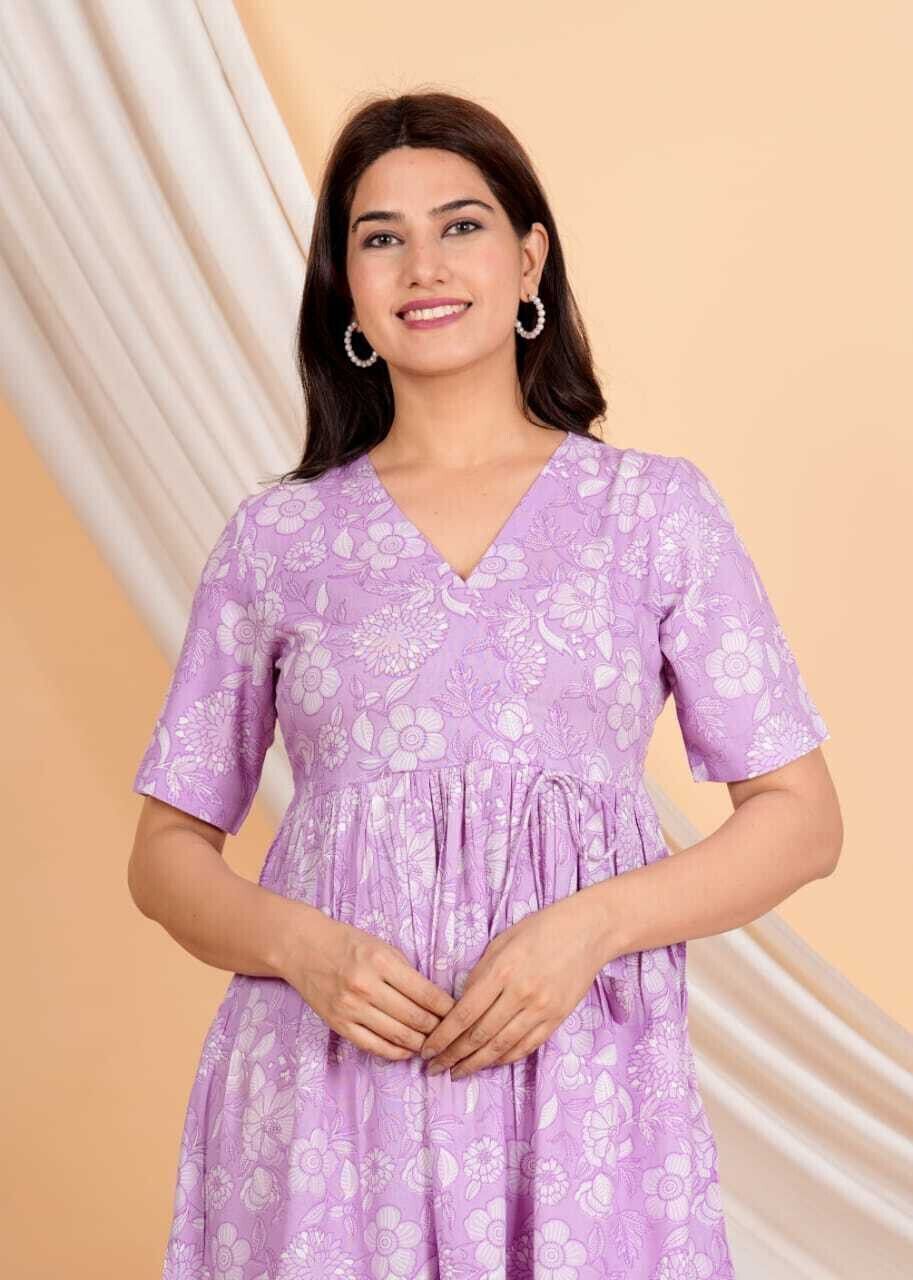 Floral Print Viscose Rayon Gown Kurta for Women-image-41