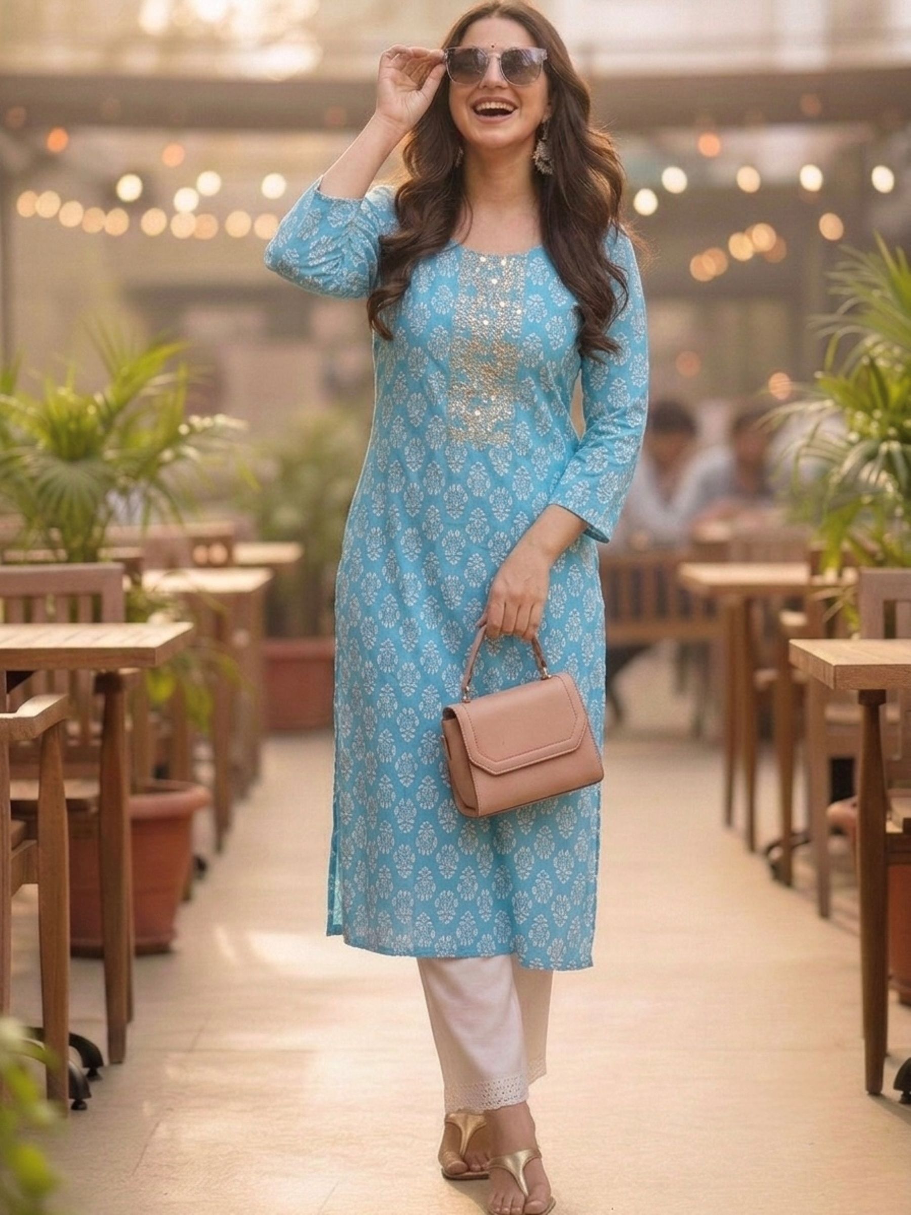 surhi Embroidered Pure Cotton Straight Kurta for Women-picture-4