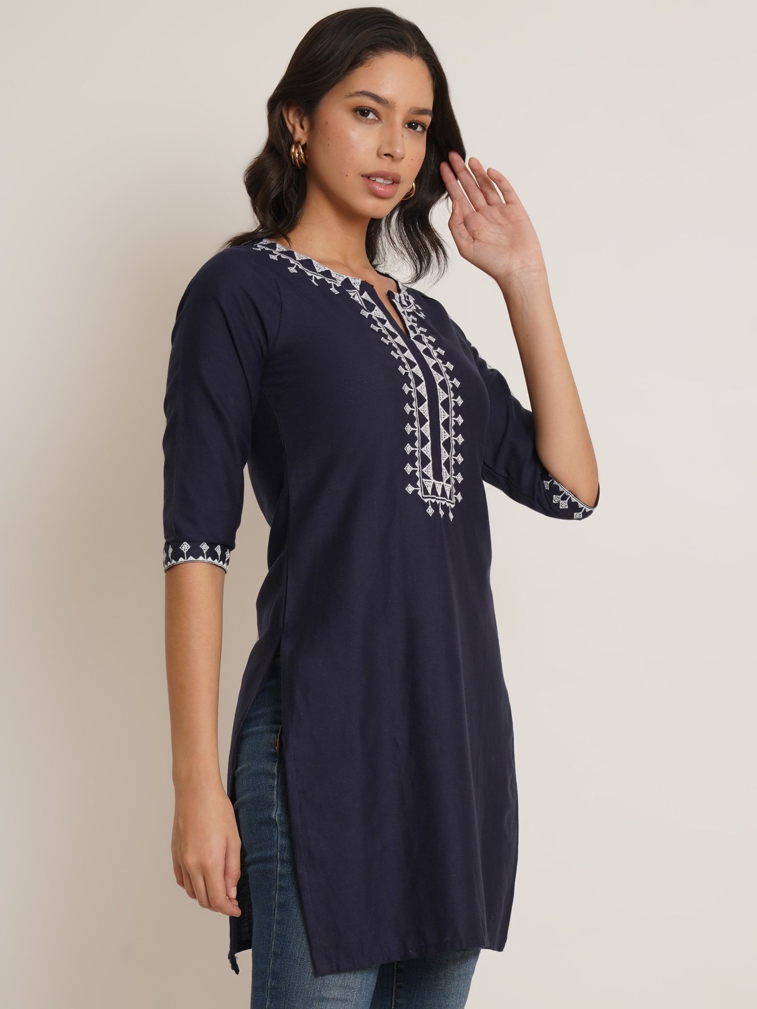 houseofcommon Women Printed Khadi Cotton A-line Kurta-picture-30