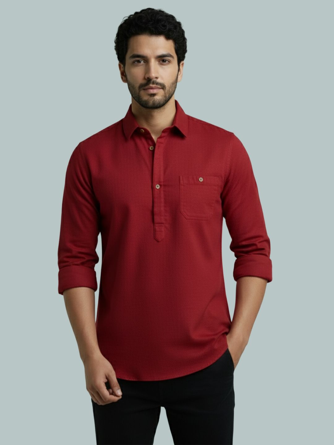 edinswoifs trend Solid Cotton Blend Straight Kurta for Men-picture-24