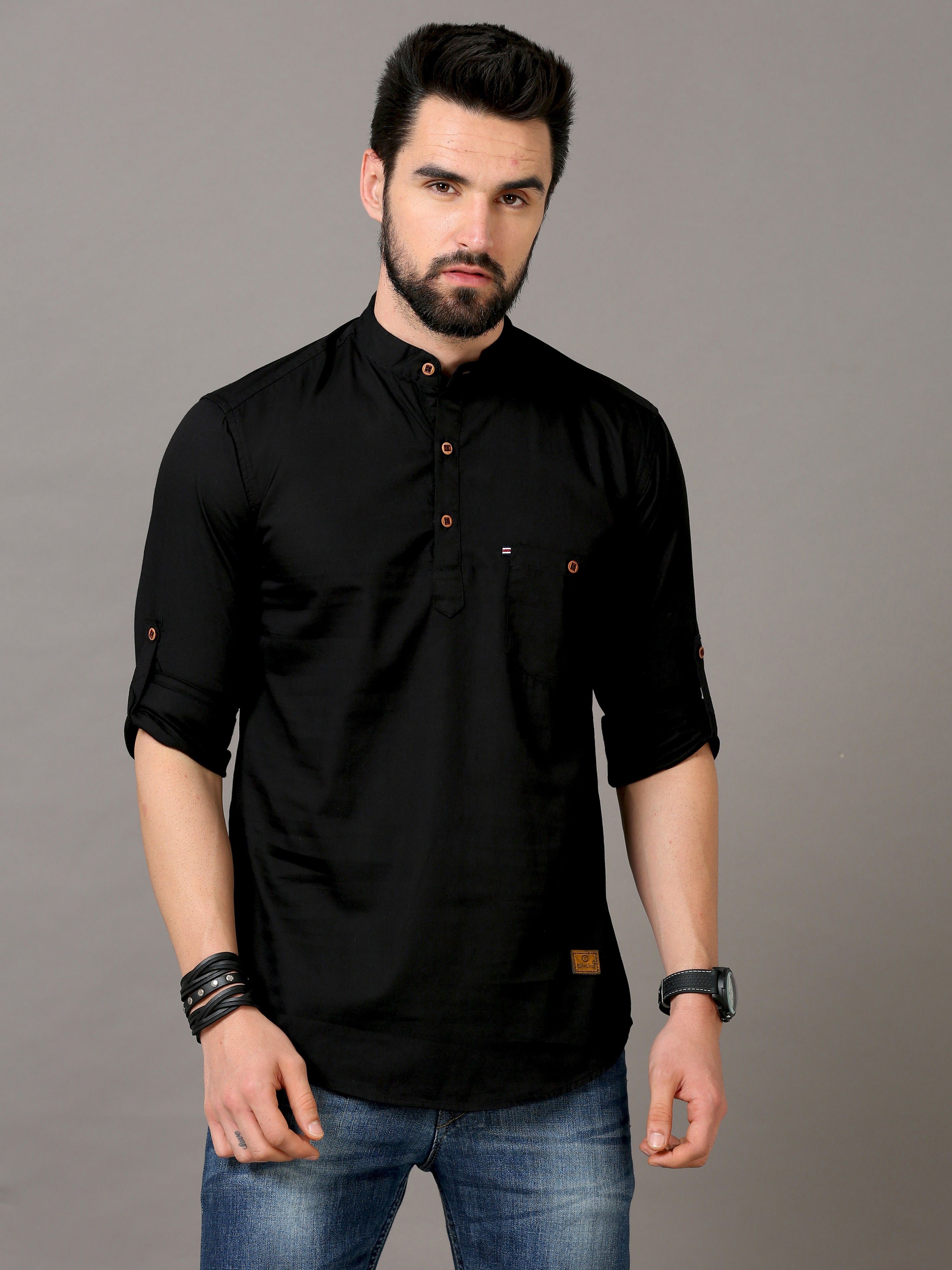Men Solid Pure Cotton Straight Kurta