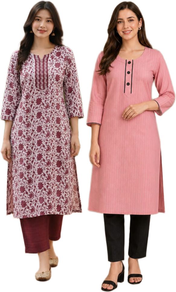 Women Khadi Cotton Kurta Pant Set-image-23