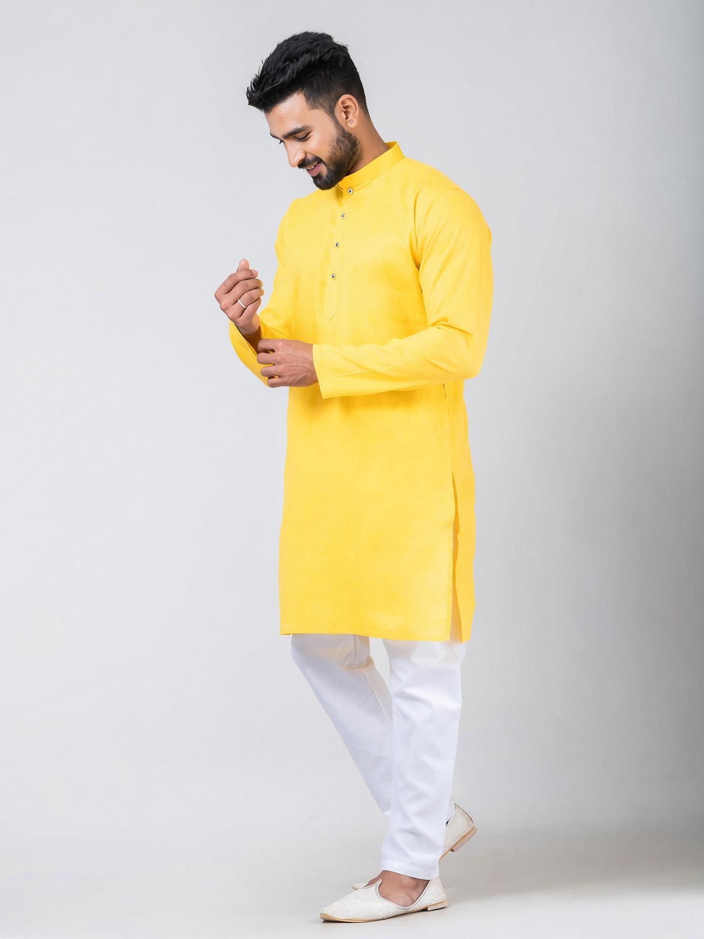 rainbow cloths Men Self Design Cotton Blend Straight Kurta-picture-14