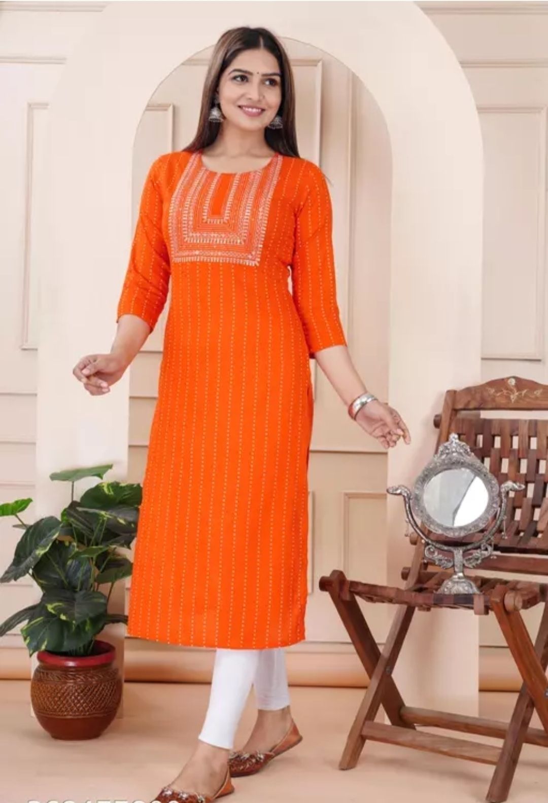 Women Embroidered Viscose Rayon Straight Kurta-image-9